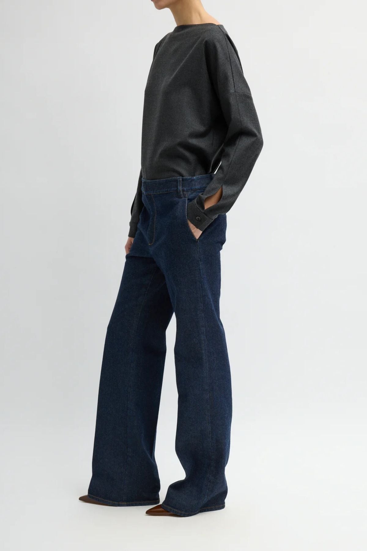 Tibi Indigo Denim Pat Trouser Jean - Dark Denim