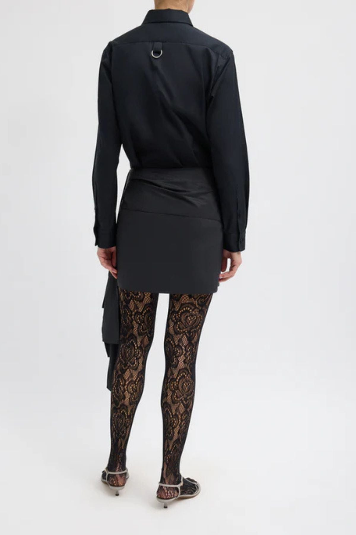 Tibi Italian Sporty Nylon Ribbon Mini Skirt - Black