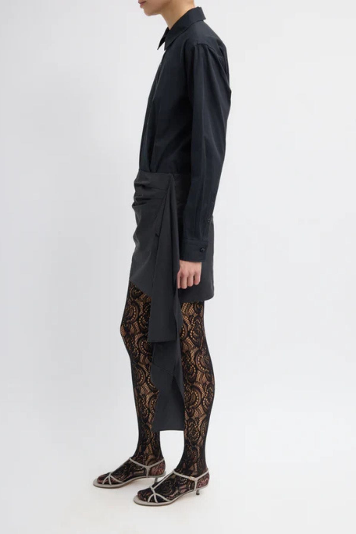 Tibi Italian Sporty Nylon Ribbon Mini Skirt - Black