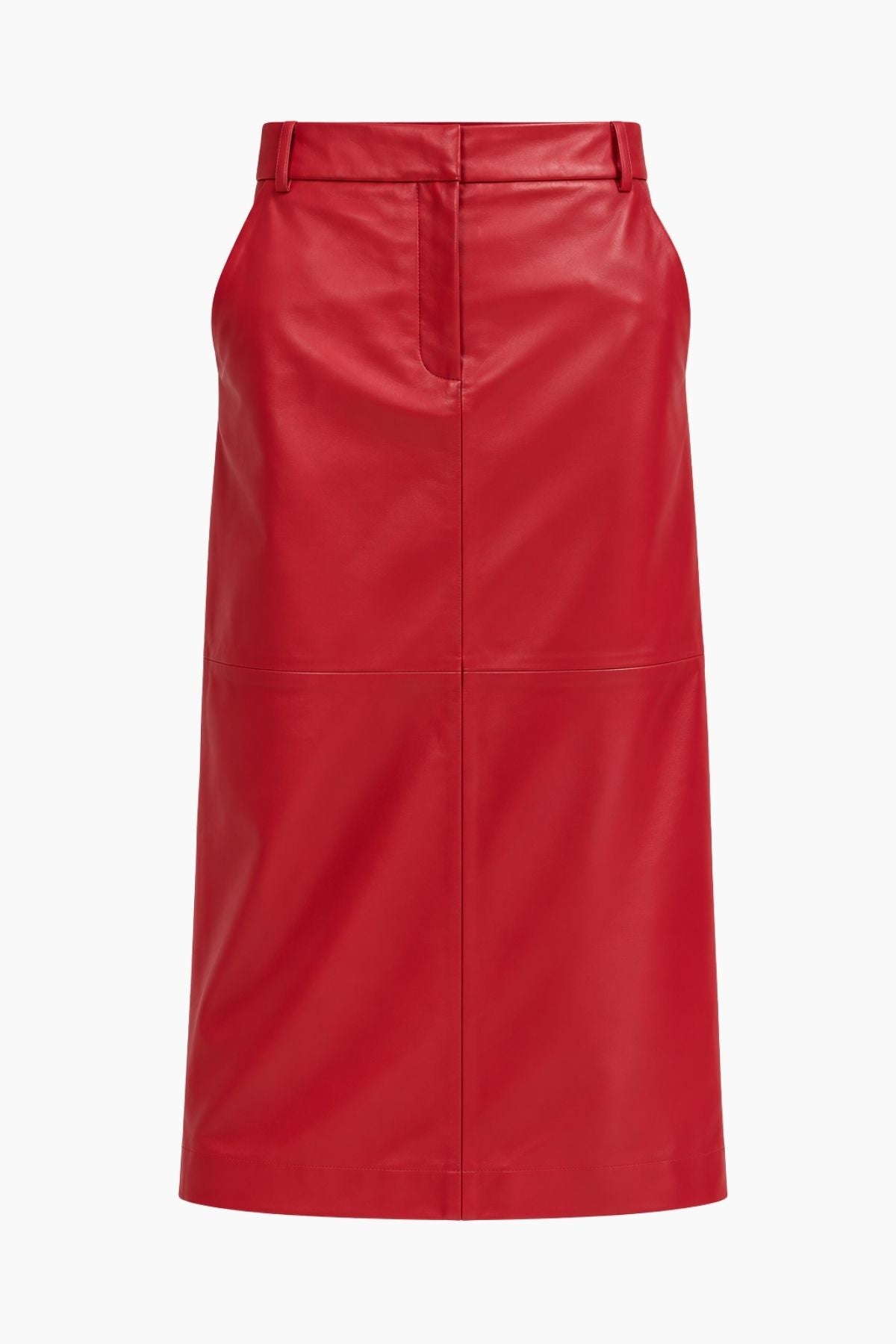Tibi Leather Midi Trouser Skirt - Red