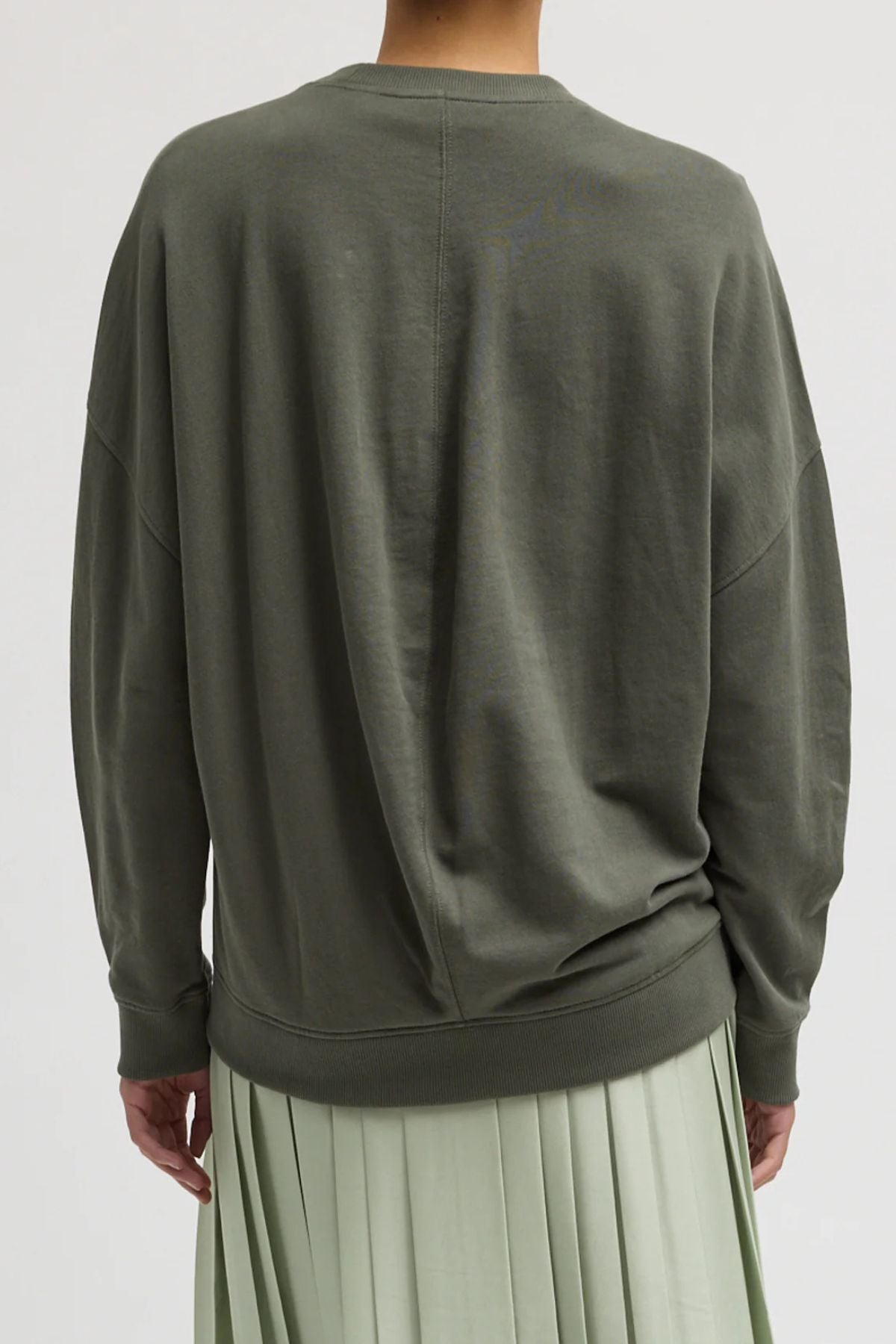 Tibi Lightweight Crewneck Sweatshirt - Olive