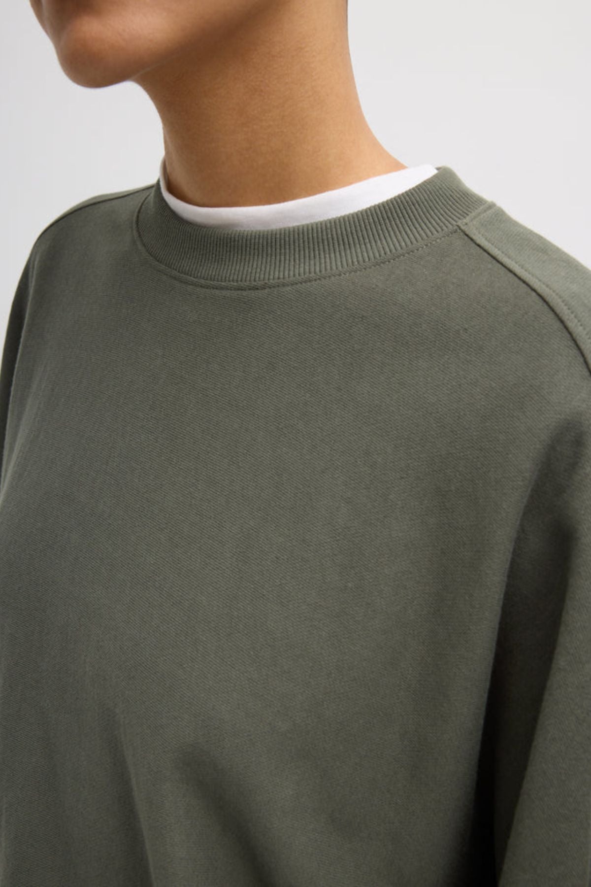 Tibi Lightweight Crewneck Sweatshirt - Olive
