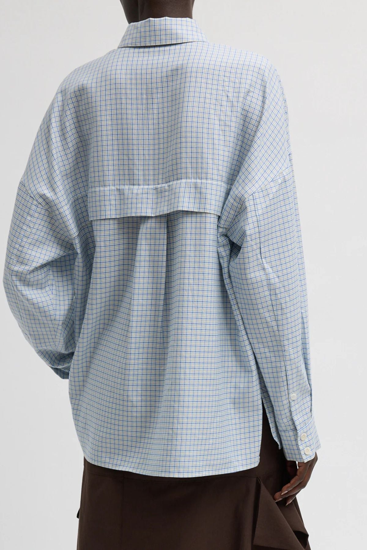 Tibi Linus Check Oversized Shirt - Blue Multi