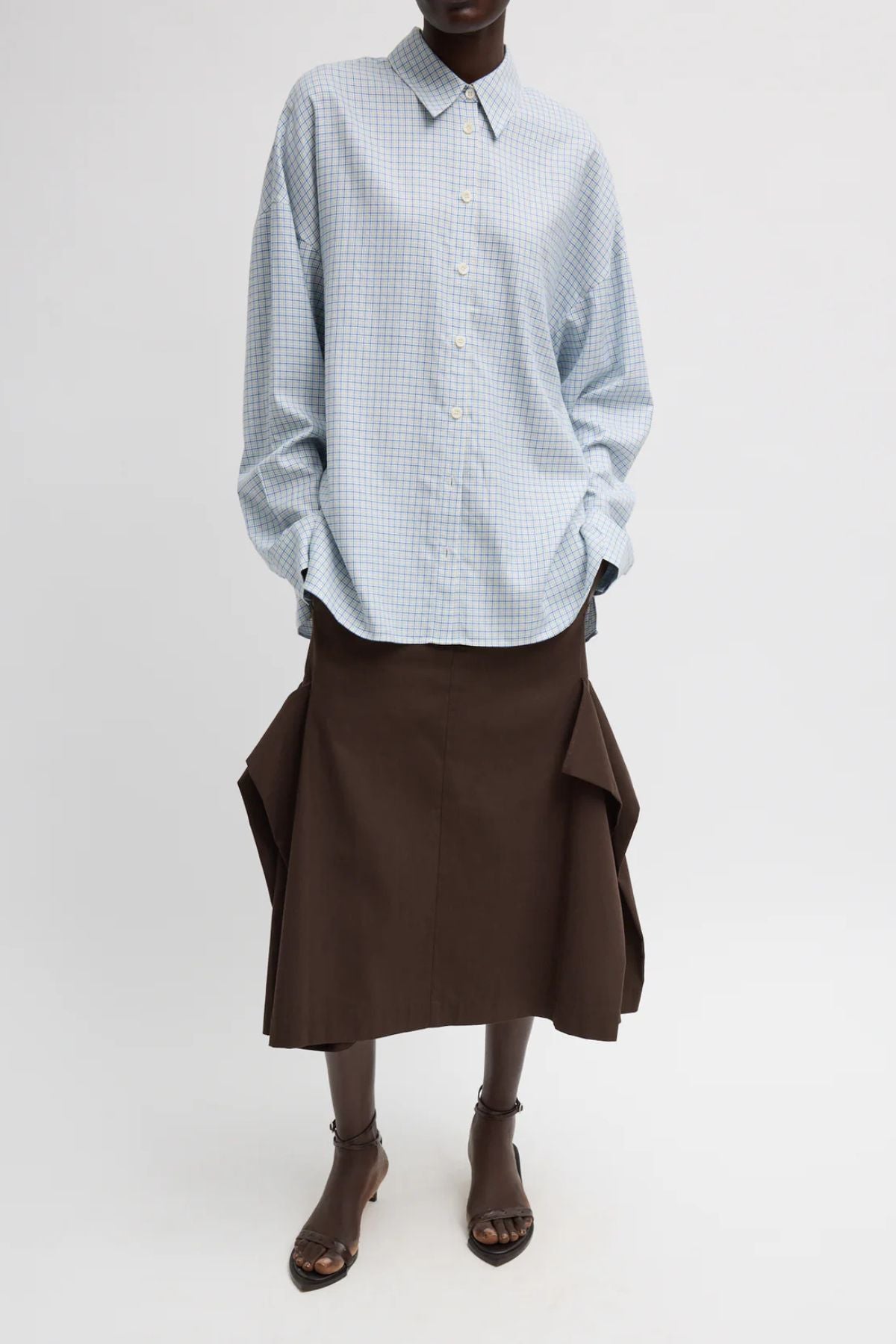 Tibi Linus Check Oversized Shirt - Blue Multi