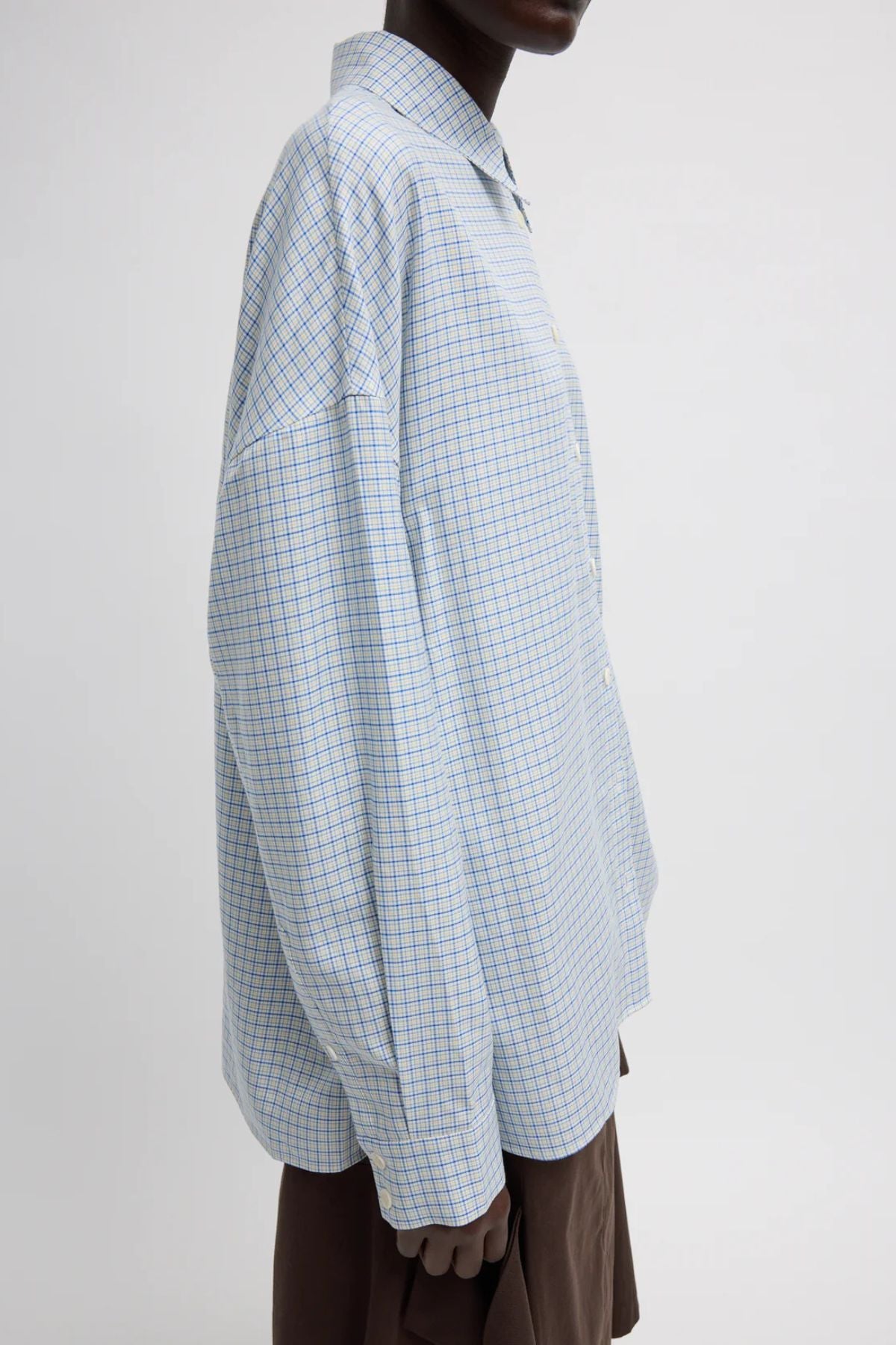 Tibi Linus Check Oversized Shirt - Blue Multi