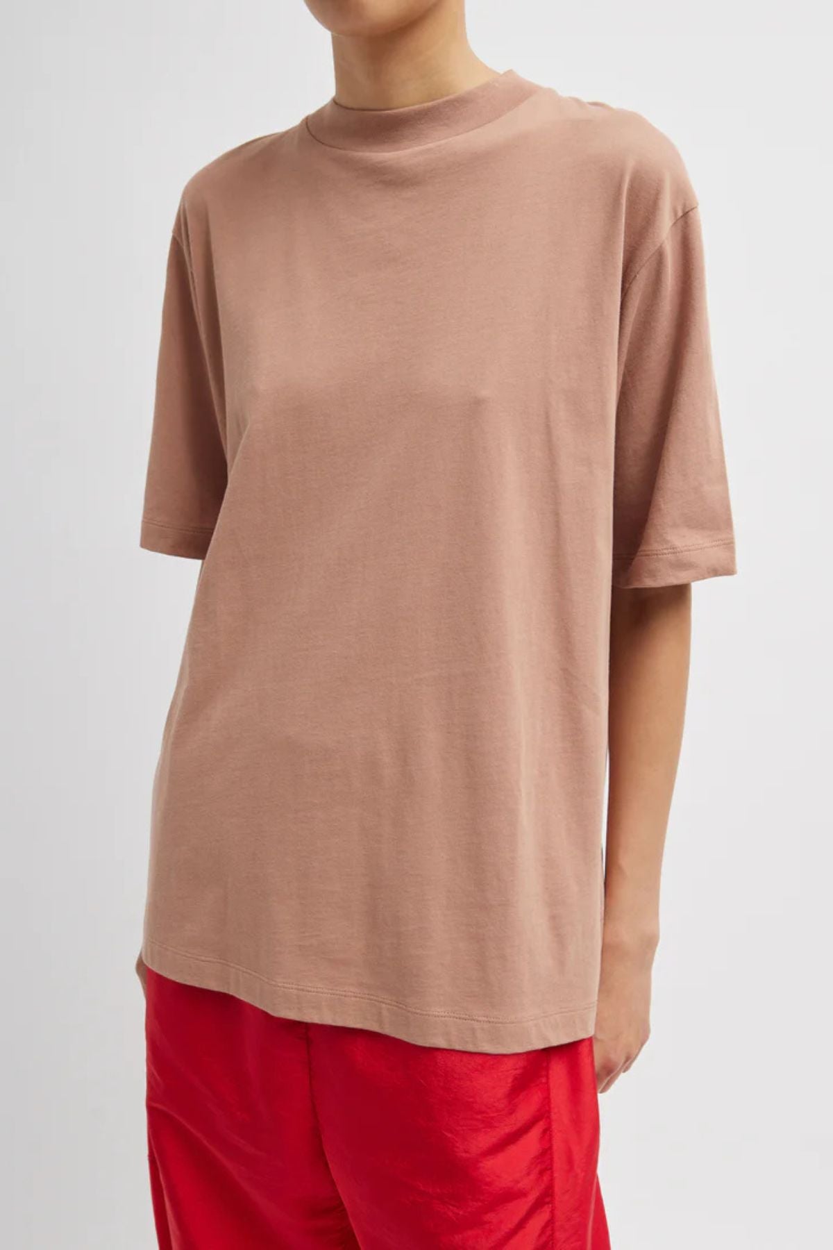 Tibi Mock Neck Unisex T-Shirt - Butterscotch
