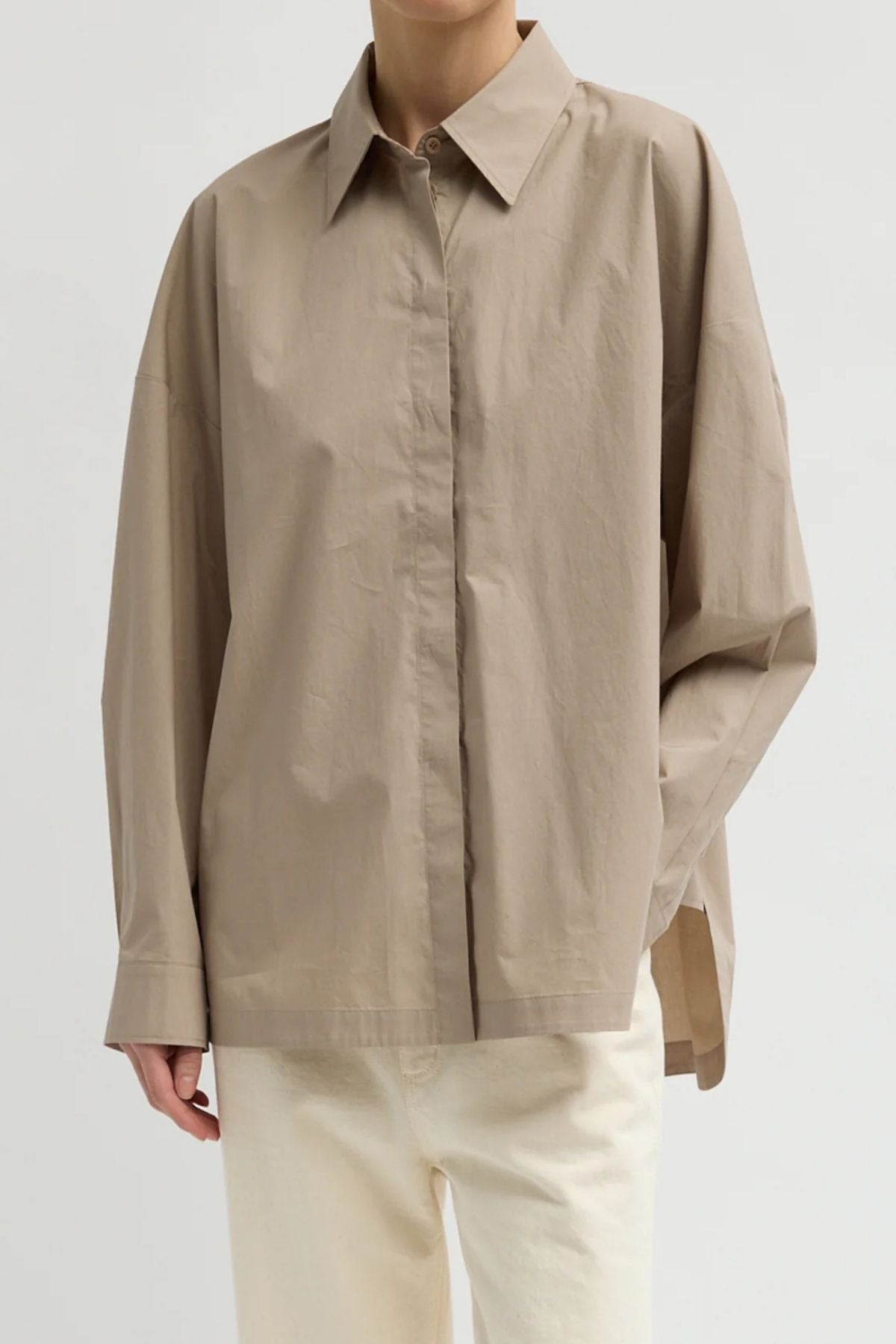 Tibi New Gabe Oversized Shirt - Dark Stone