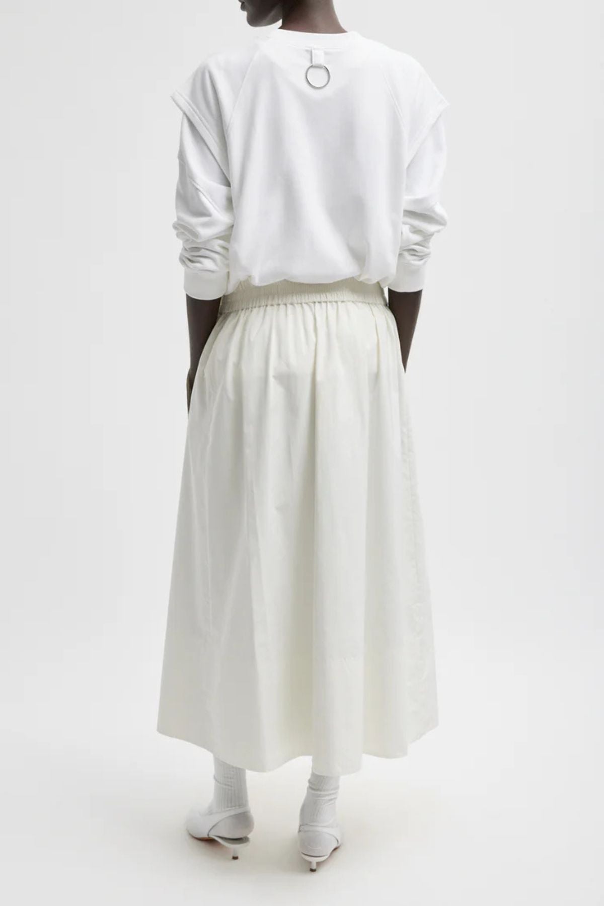 Tibi Nylon Pull on Full Skirt - White