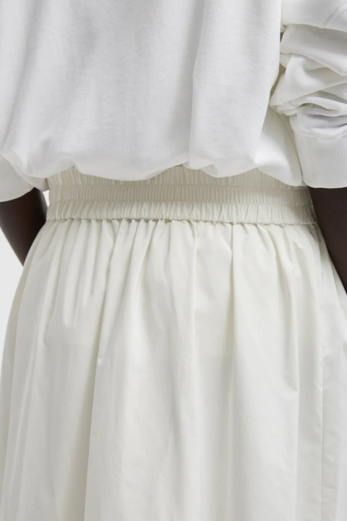 Tibi Nylon Pull on Full Skirt - White