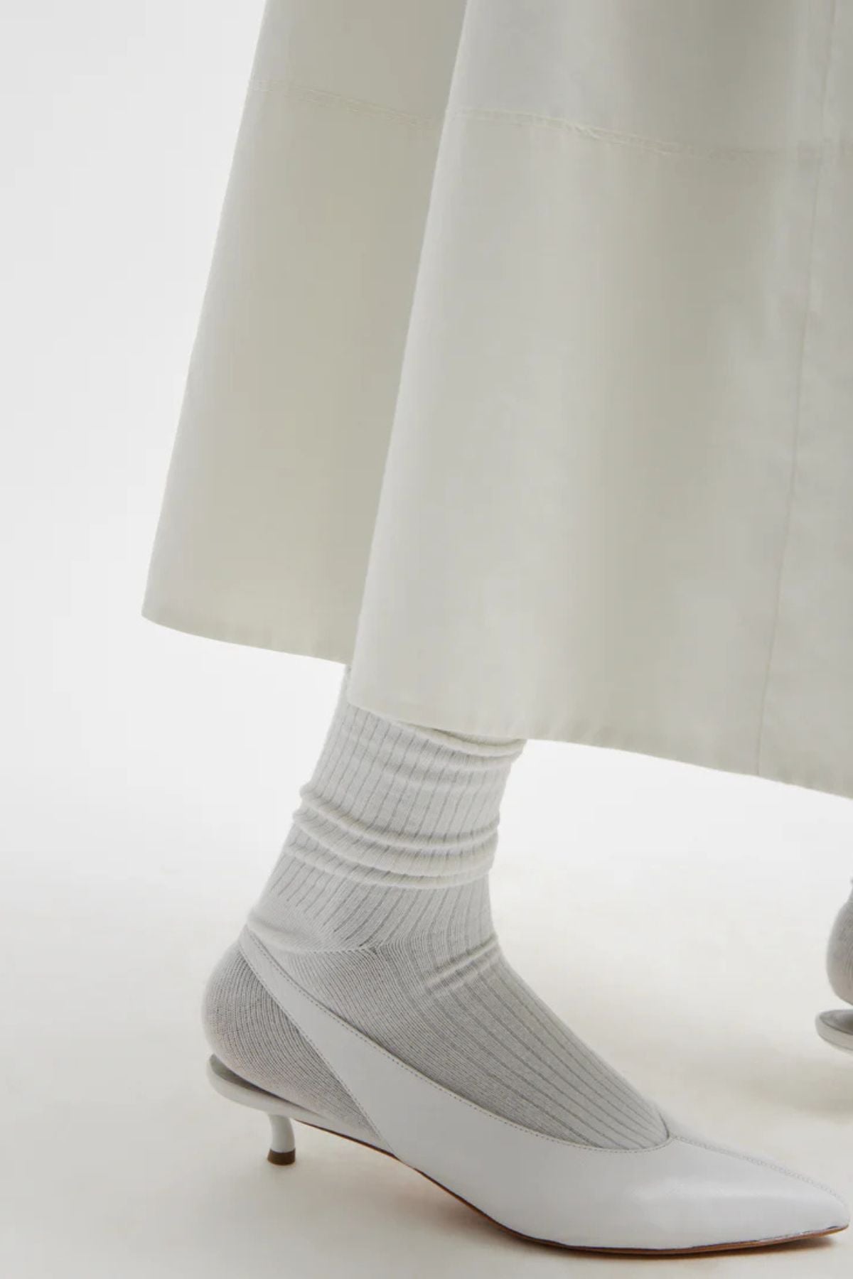 Tibi Nylon Pull on Full Skirt - White