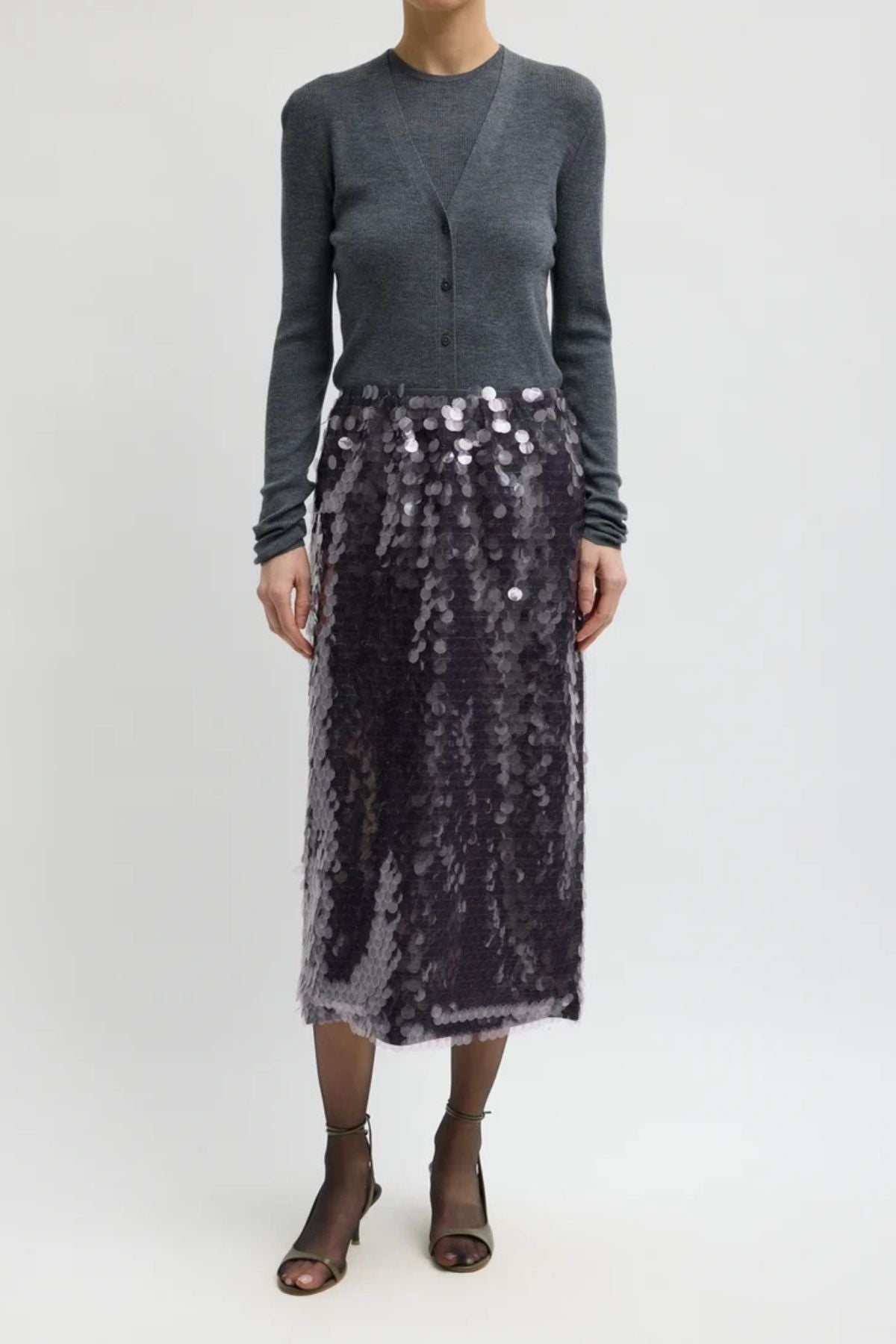 Tibi Pastille Slip Skirt - Lavender Grey