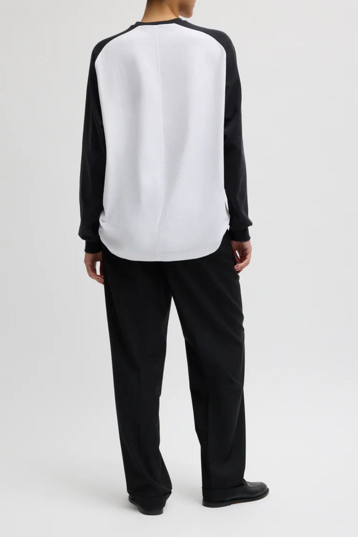Tibi Perfect Sculpted Baseball Top - Black/ White