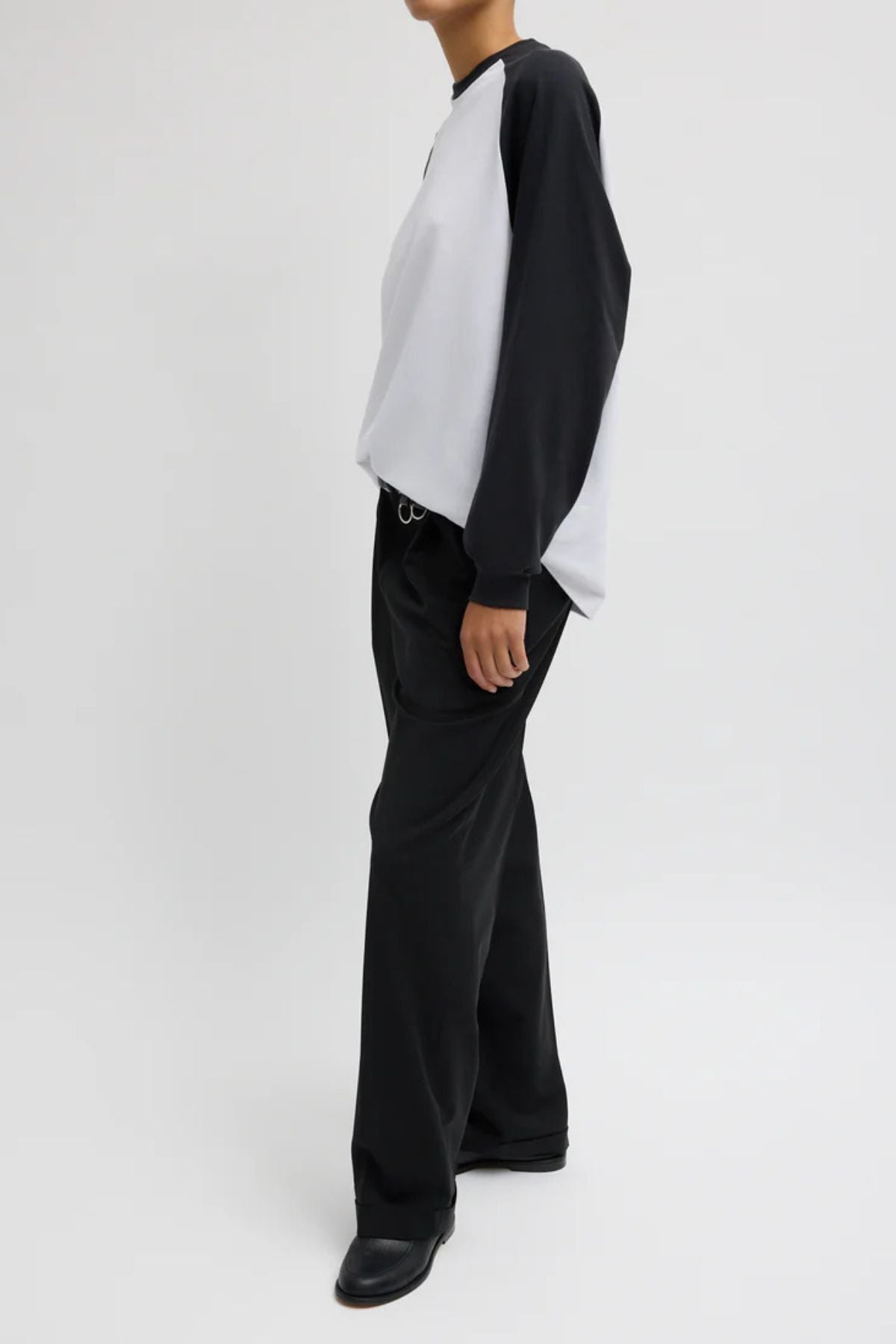 Tibi Perfect Sculpted Baseball Top - Black/ White