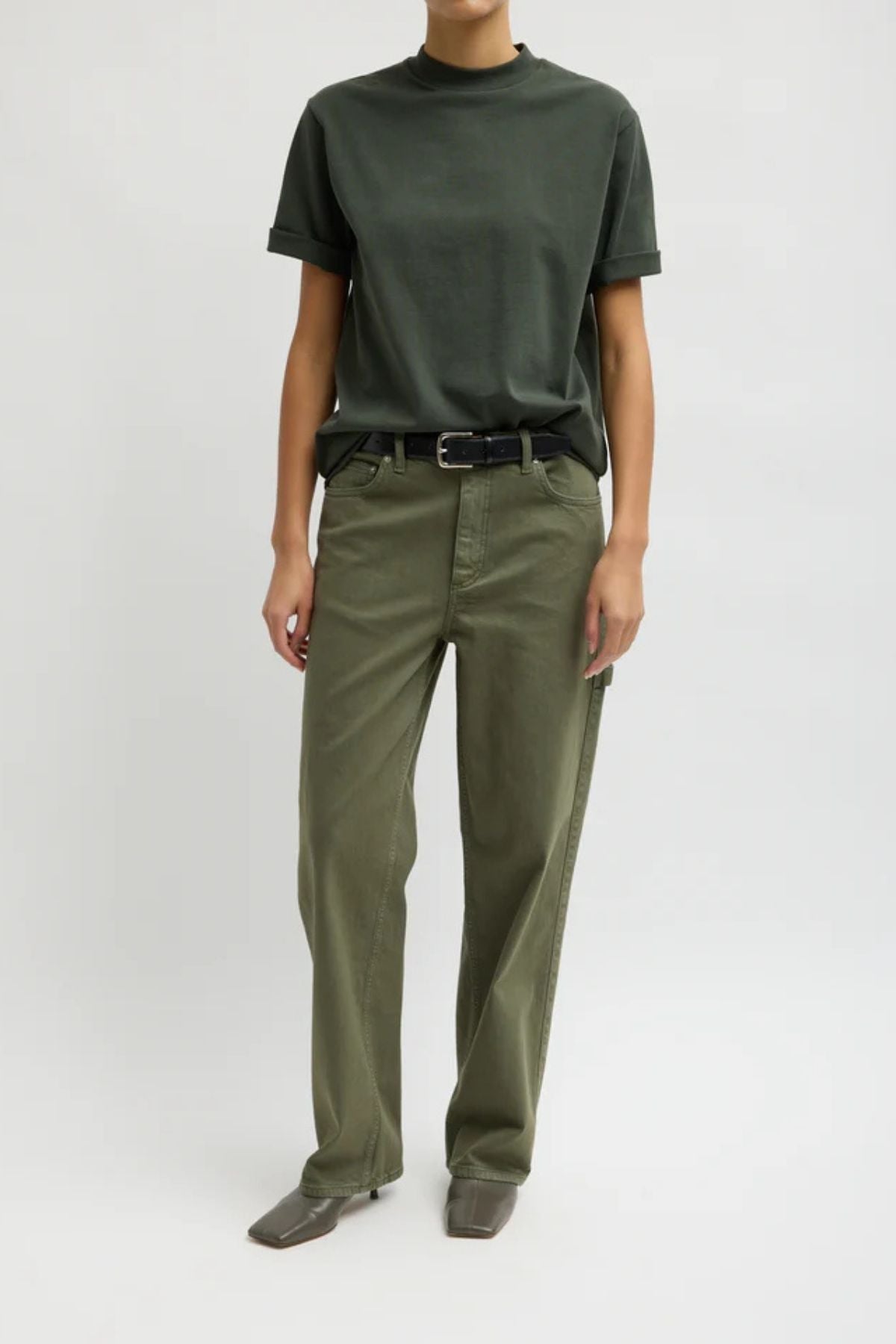 Tibi Perfect Unisex T - Army Green