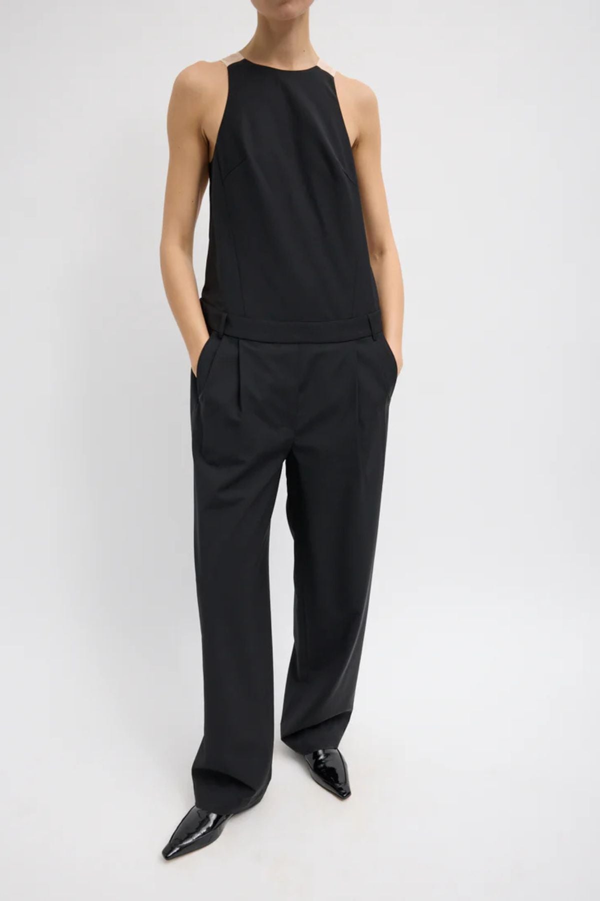 Tibi Recycled Tropical Wool Jumpsuit - Black