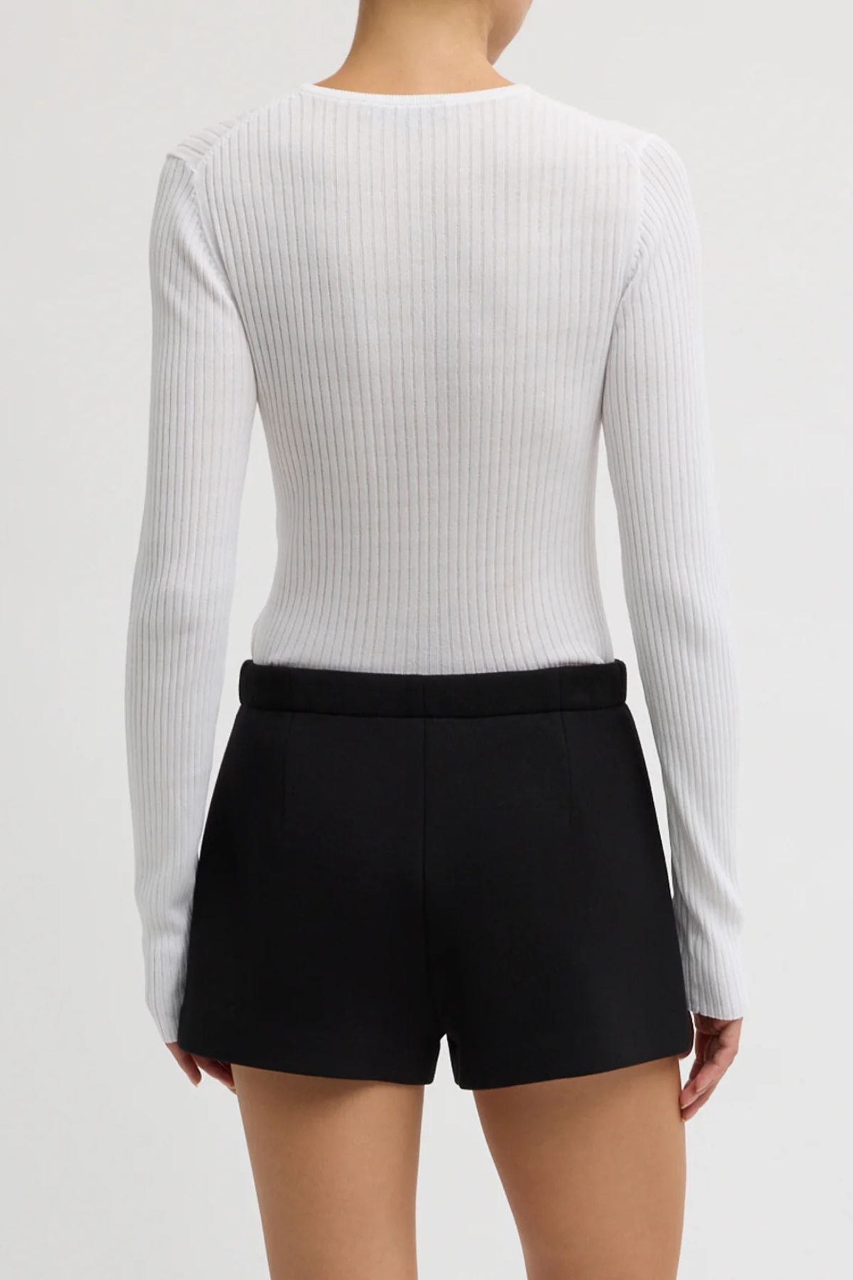 PRE ORDER Tibi Ribbed Crewneck Sweater - White
