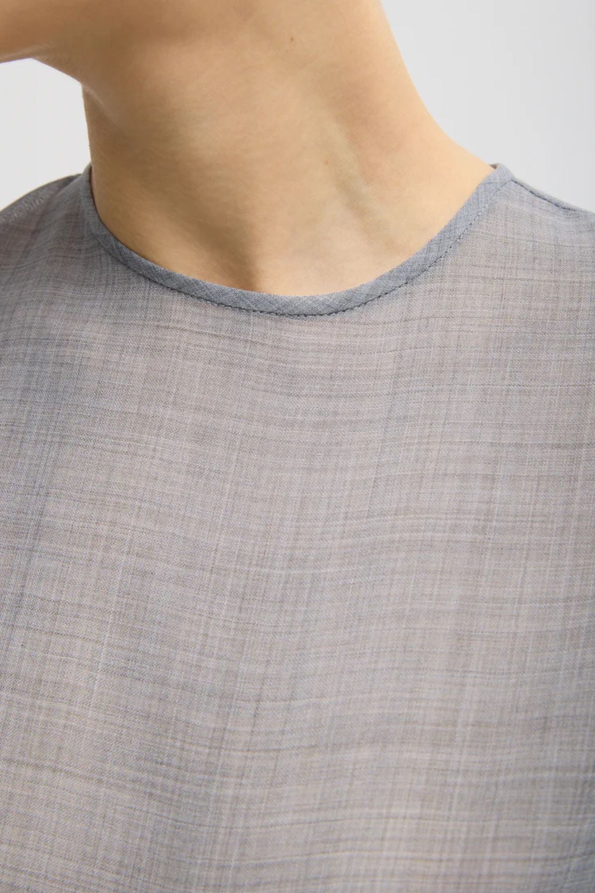 Tibi Sheer Wool Gauze Easy T - Heather Grey