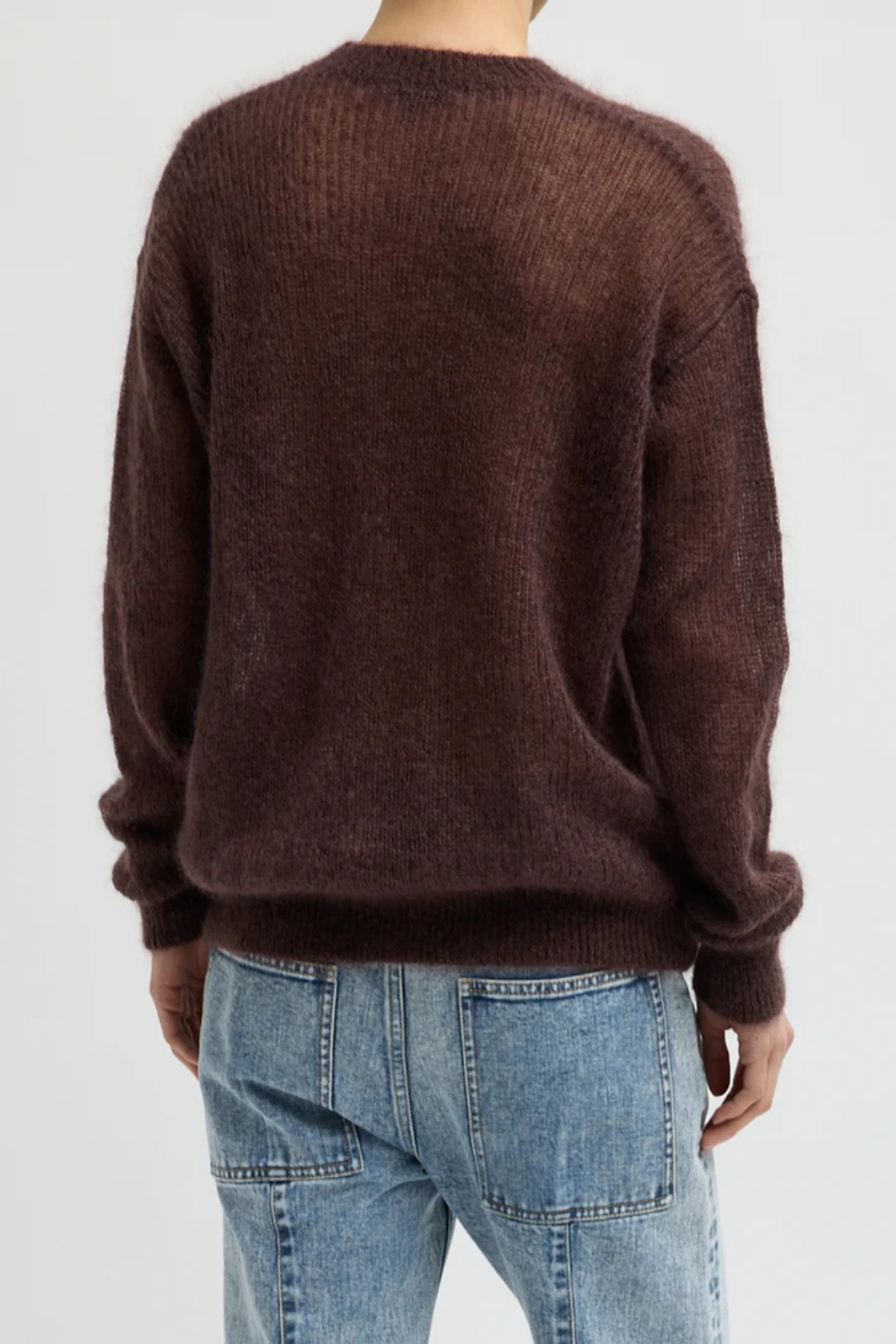 Tibi Silk Mohair Crewneck Easy Pullover - Brown