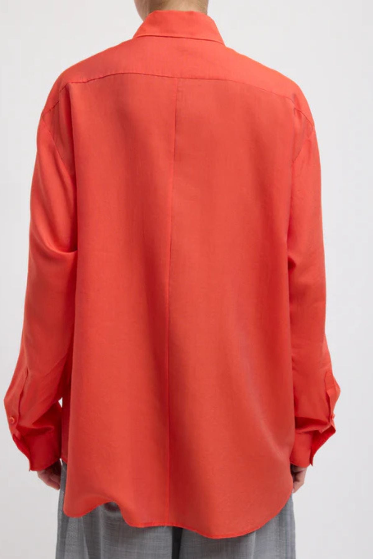 Tibi Silk Voile Easy Pintucked Shirt - Red