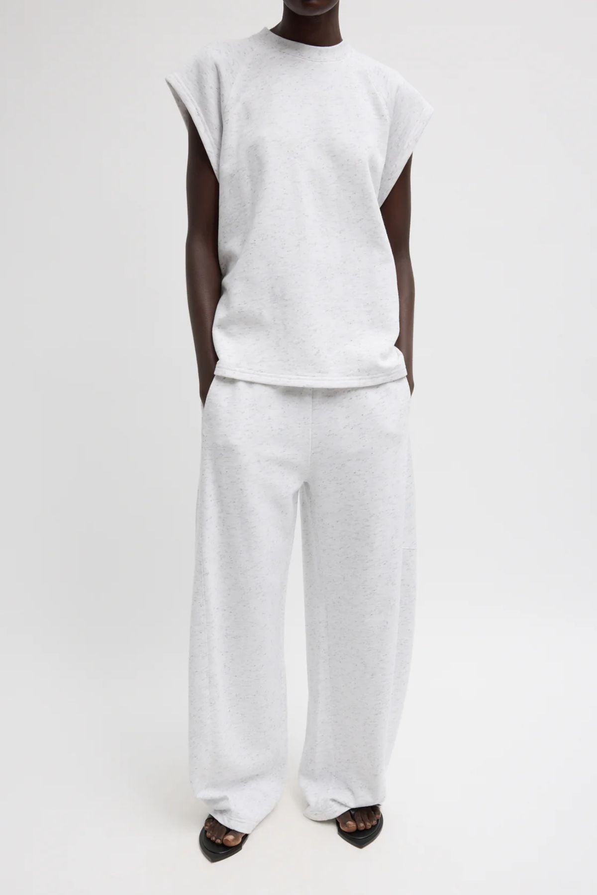Tibi Spring Tweedy Sweatshirting Winslow Pant - White Multi