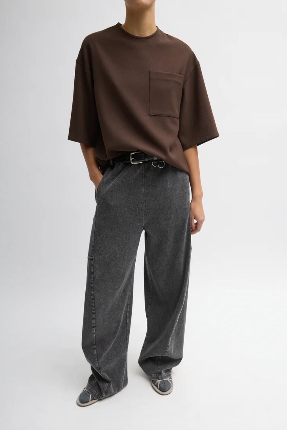 Tibi Stretch Denim Knit Winslow Pant - Black