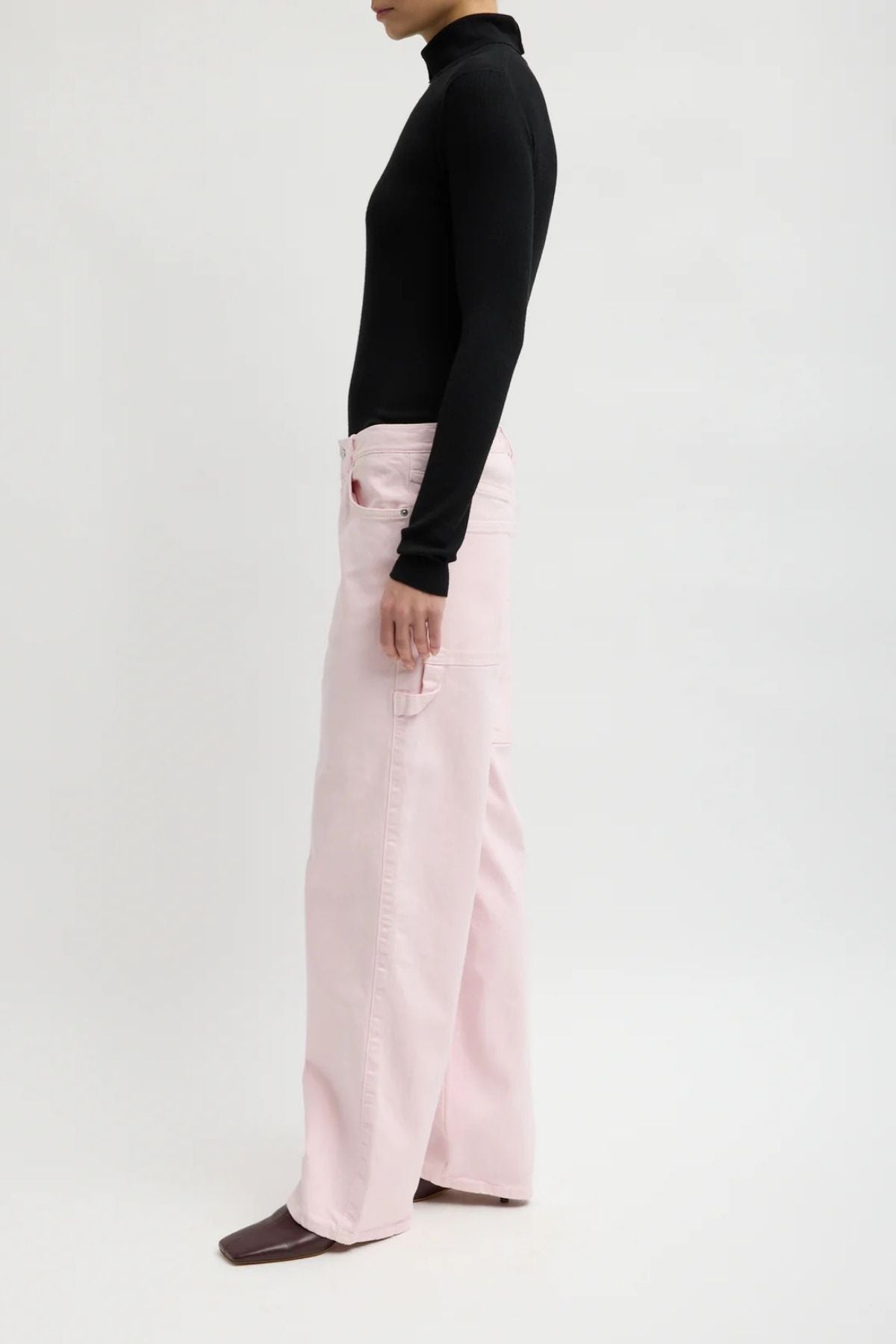 Tibi Stretch Twill Carpenter Jean - Dusty Pink