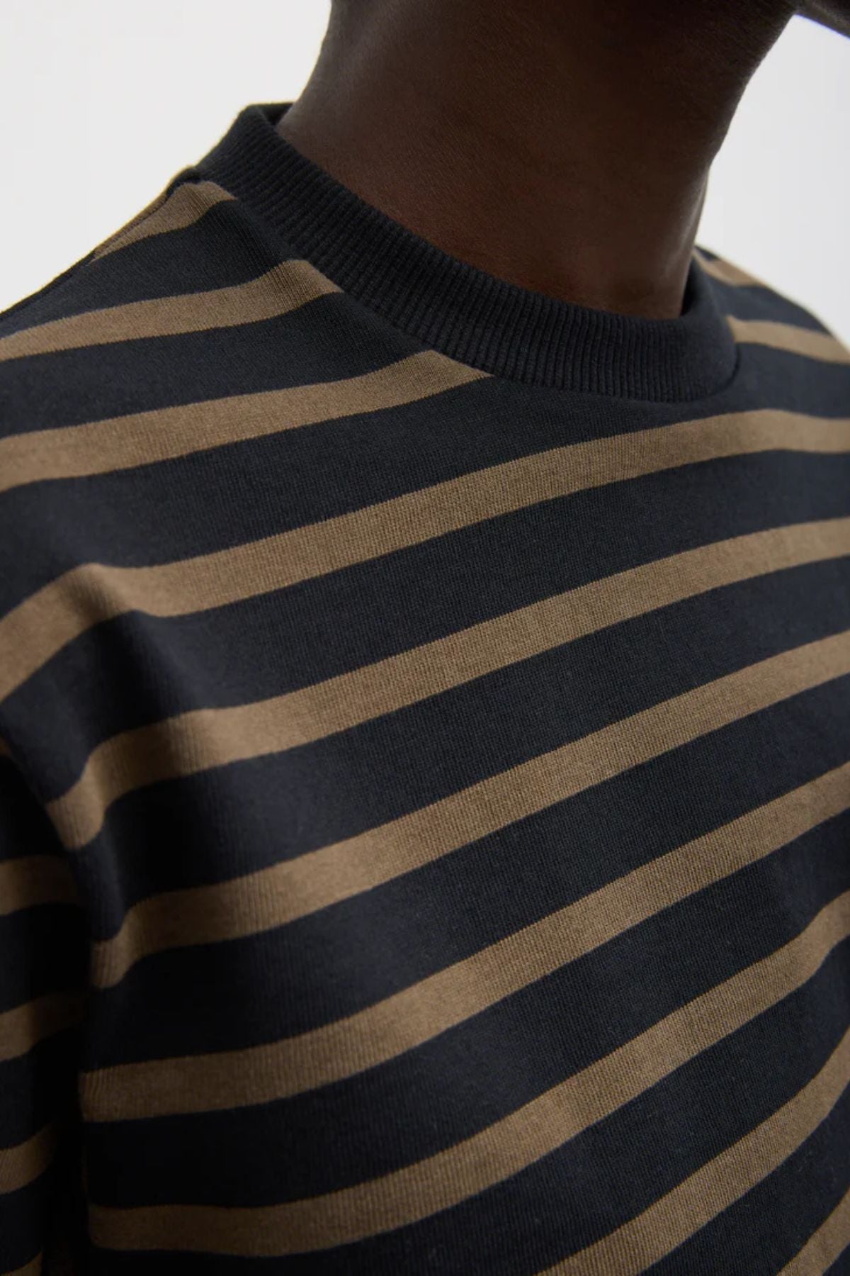Tibi Striped Perfect Unisex Long Sleeve T - Brown Multi