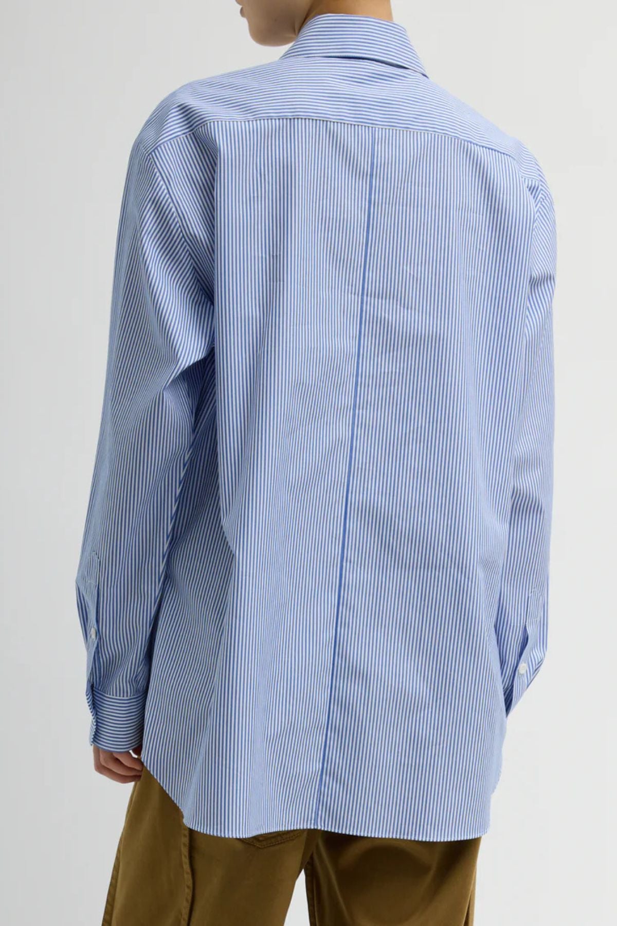 Tibi Striped Shirting Easy Tuxedo Shirt - Blue Multi