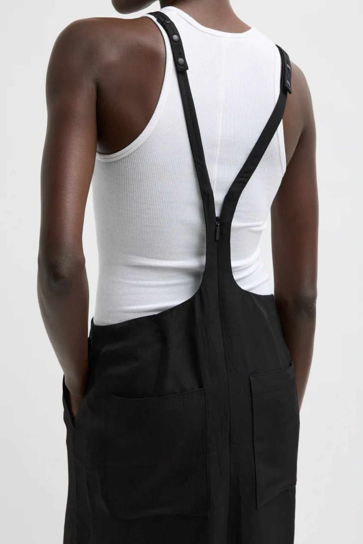 Tibi Summer Acetate Crinkle Overall Skirt - Black