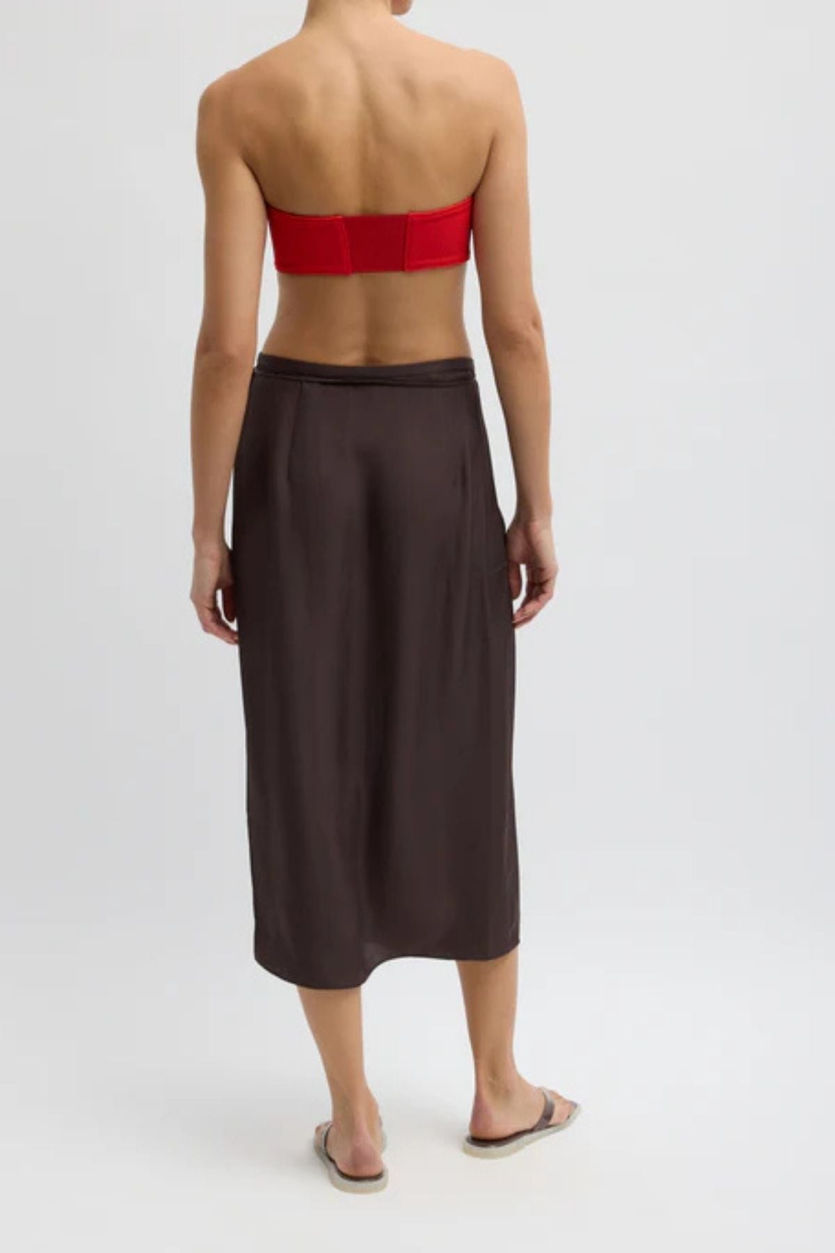 Tibi Summer Slip Wrap Skirt - Chocolate Brown