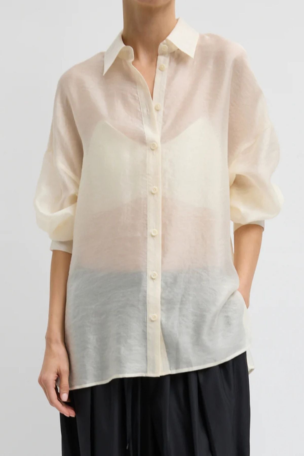 Tibi Summer Voile Oversized Shirt - Ivory