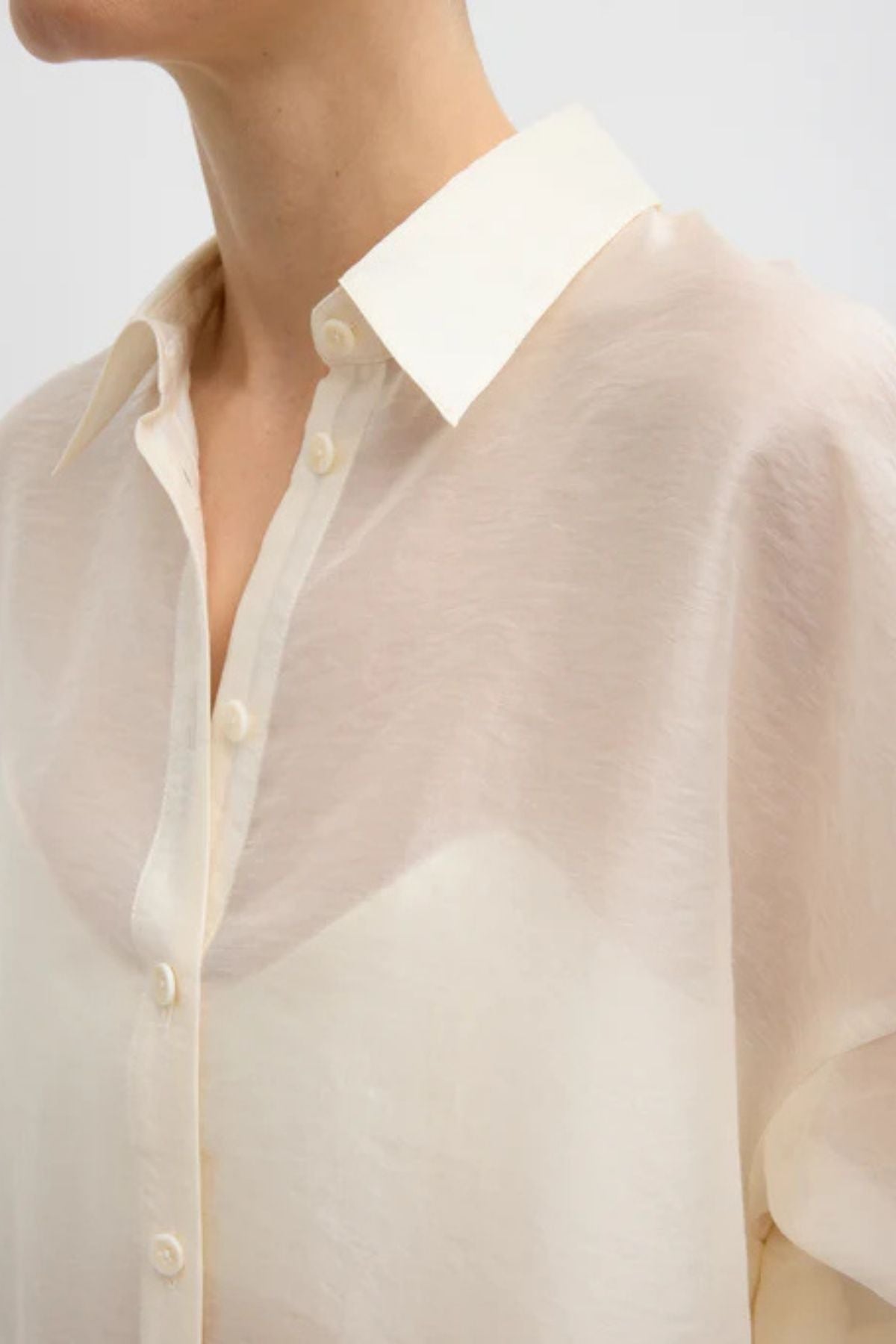 Tibi Summer Voile Oversized Shirt - Ivory