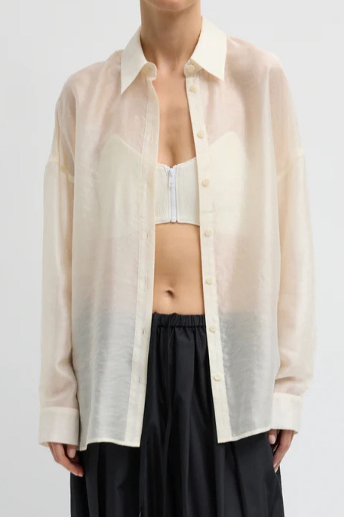 Tibi Summer Voile Oversized Shirt - Ivory