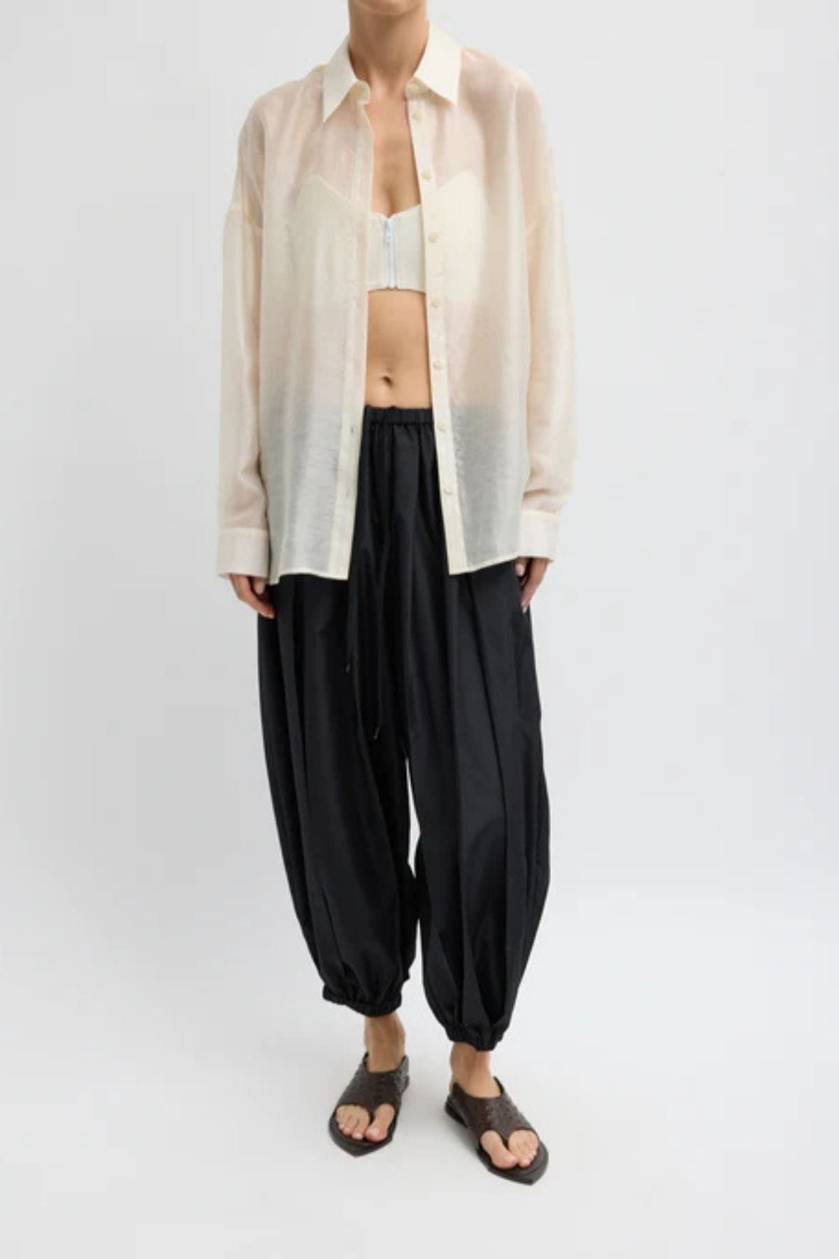 Tibi Summer Voile Oversized Shirt - Ivory