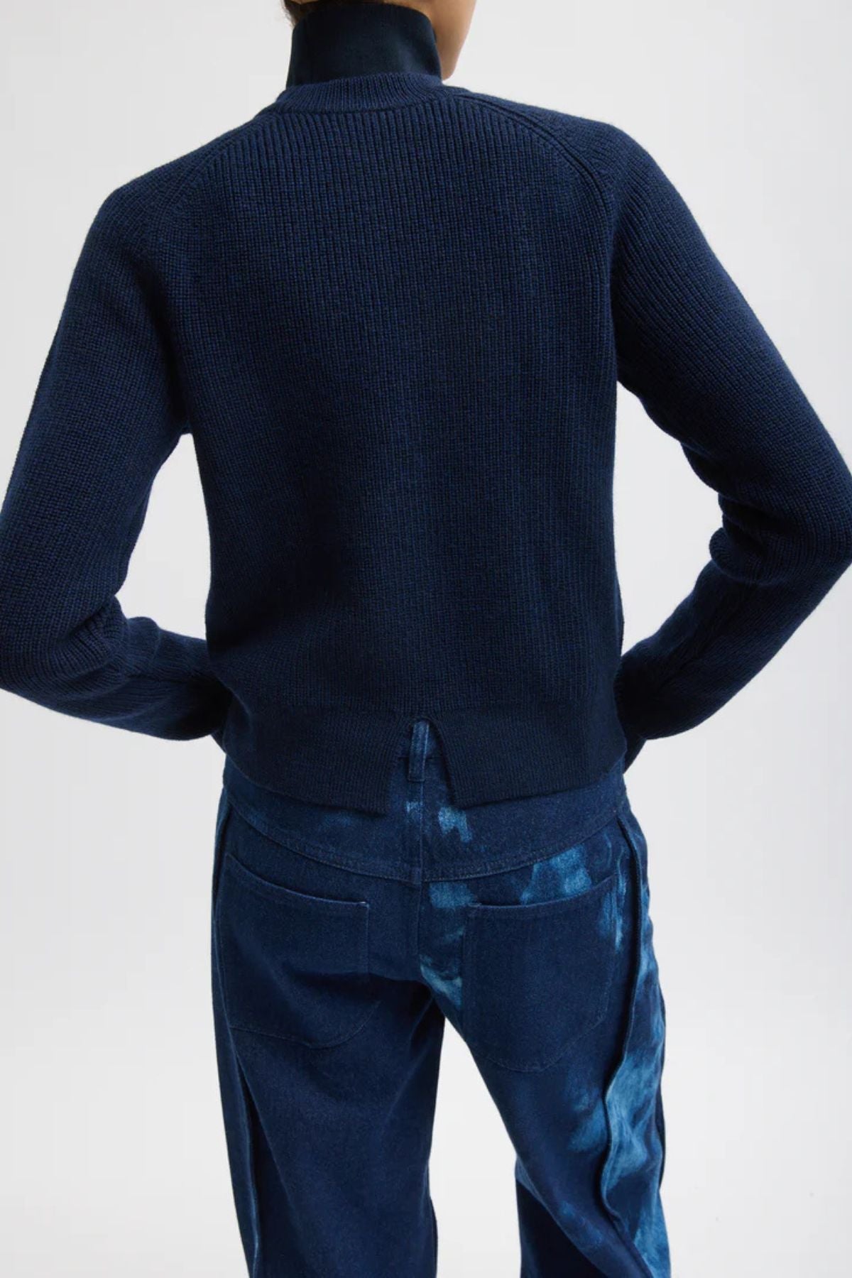 Tibi Tie Dye Denim Tuck Jean - Blue Multi