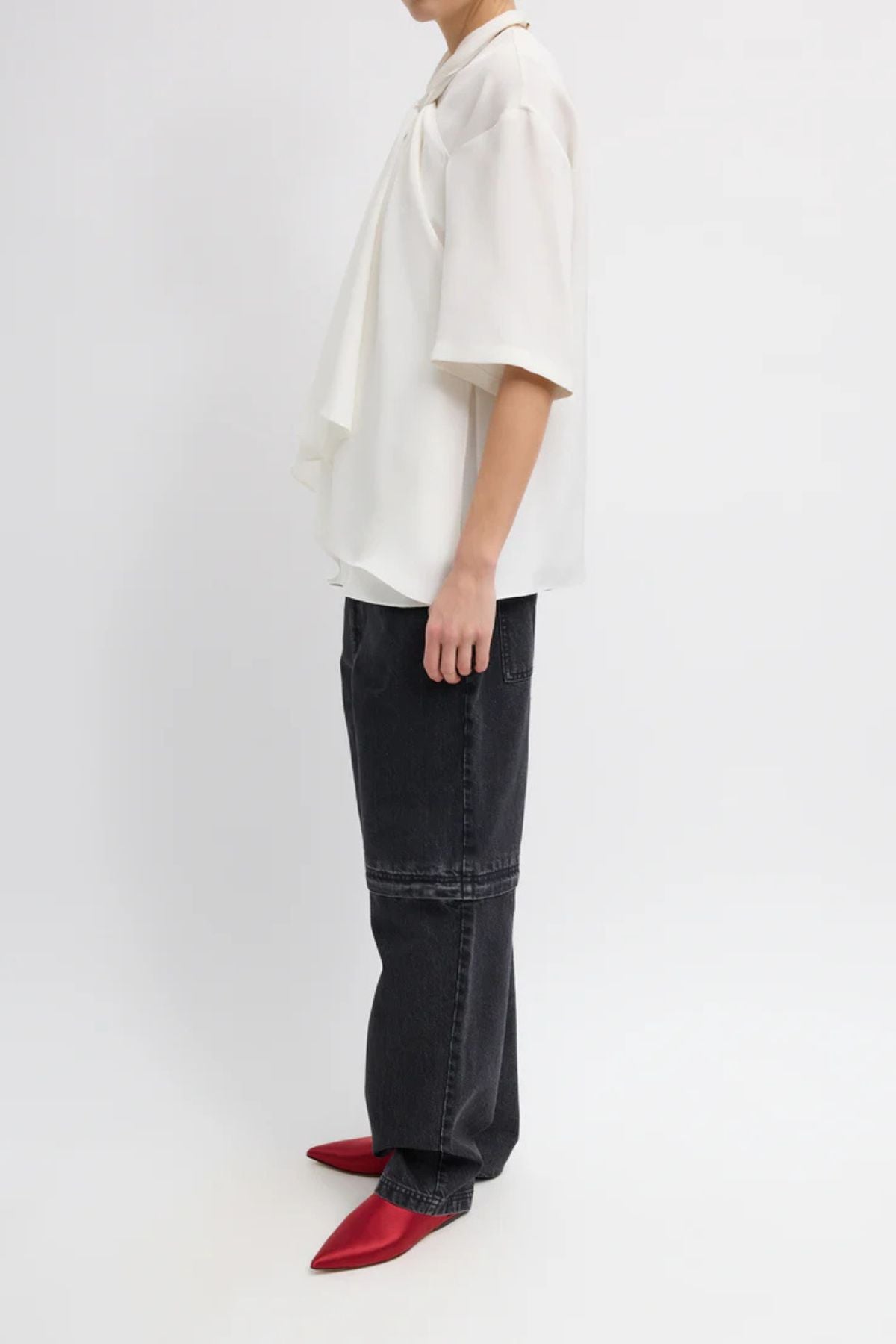 Tibi Tie Front Top - Ivory