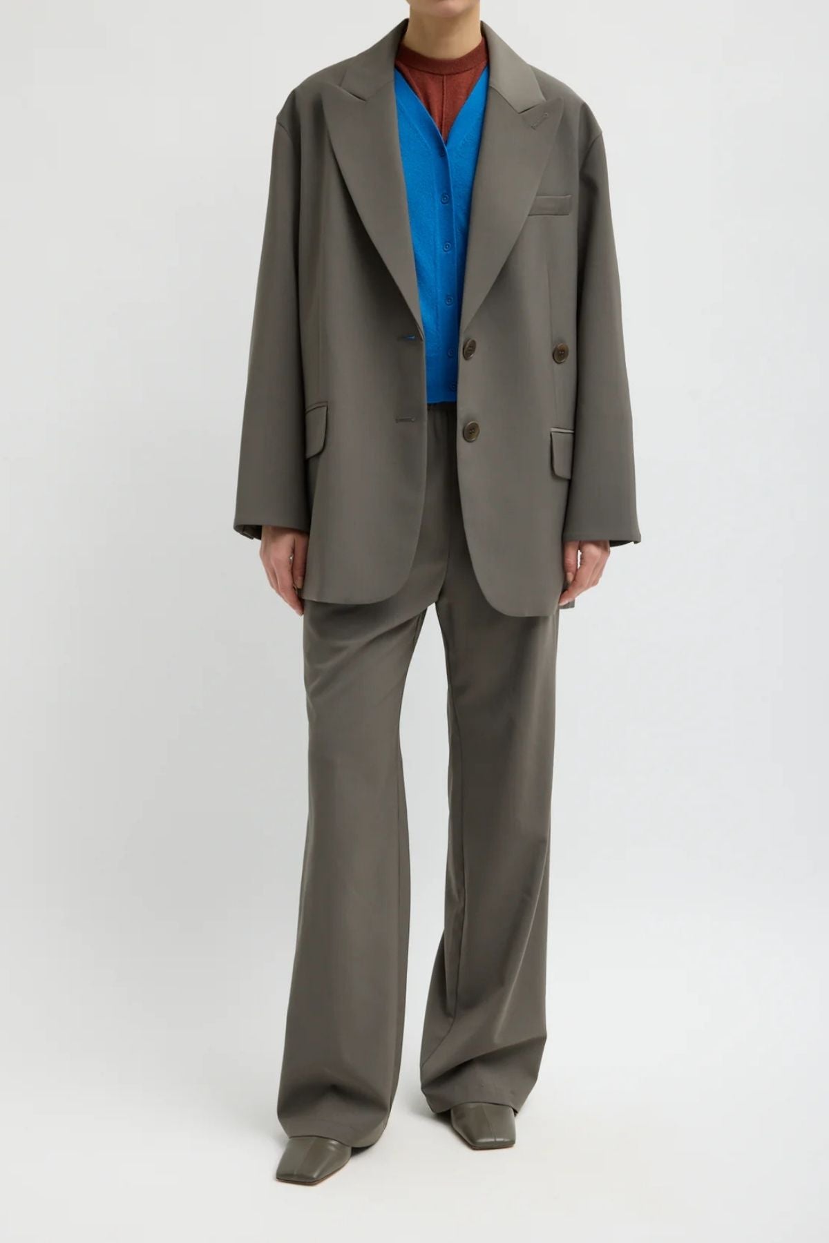 Tibi Tropical Wool Charles Trouser - Dark Stone