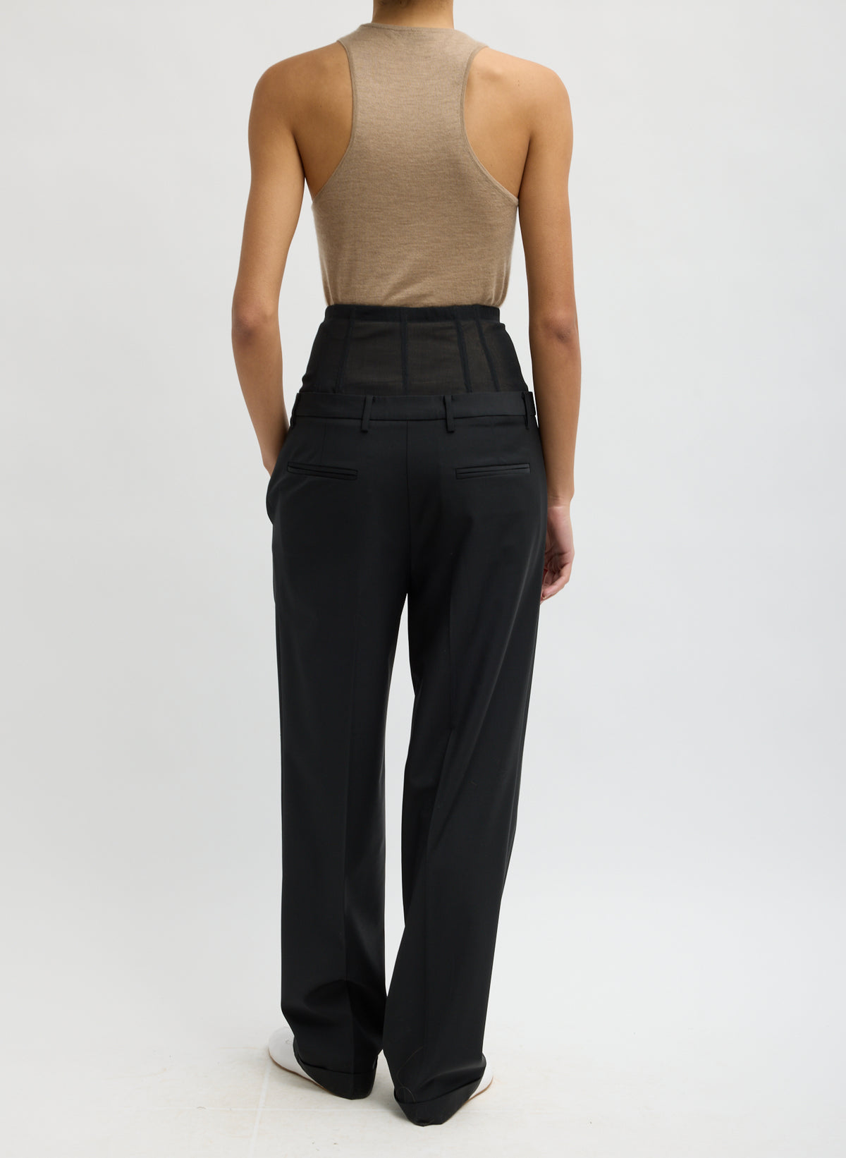Tibi Tropical Wool Corset Trouser - Black