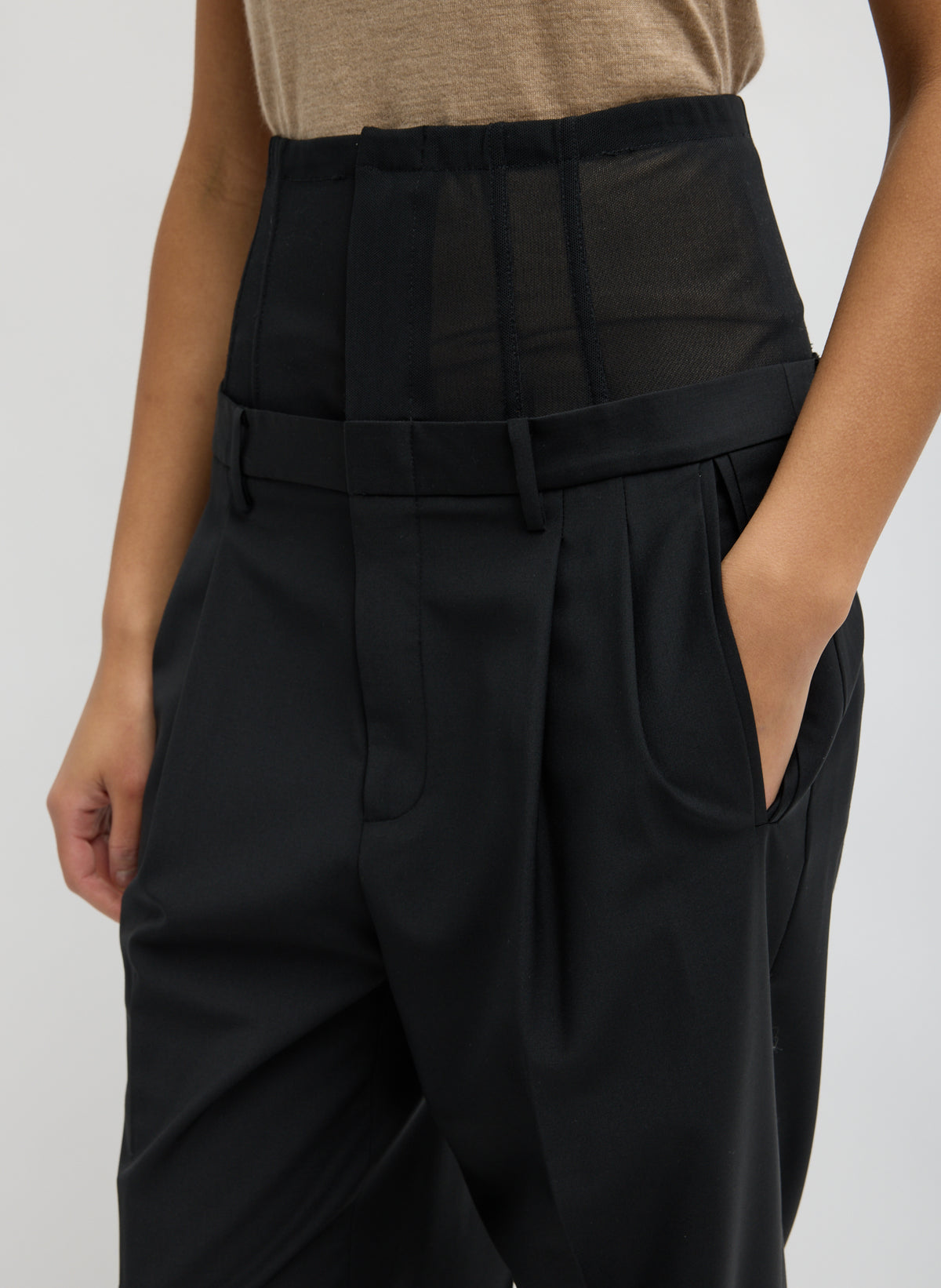 Tibi Tropical Wool Corset Trouser - Black