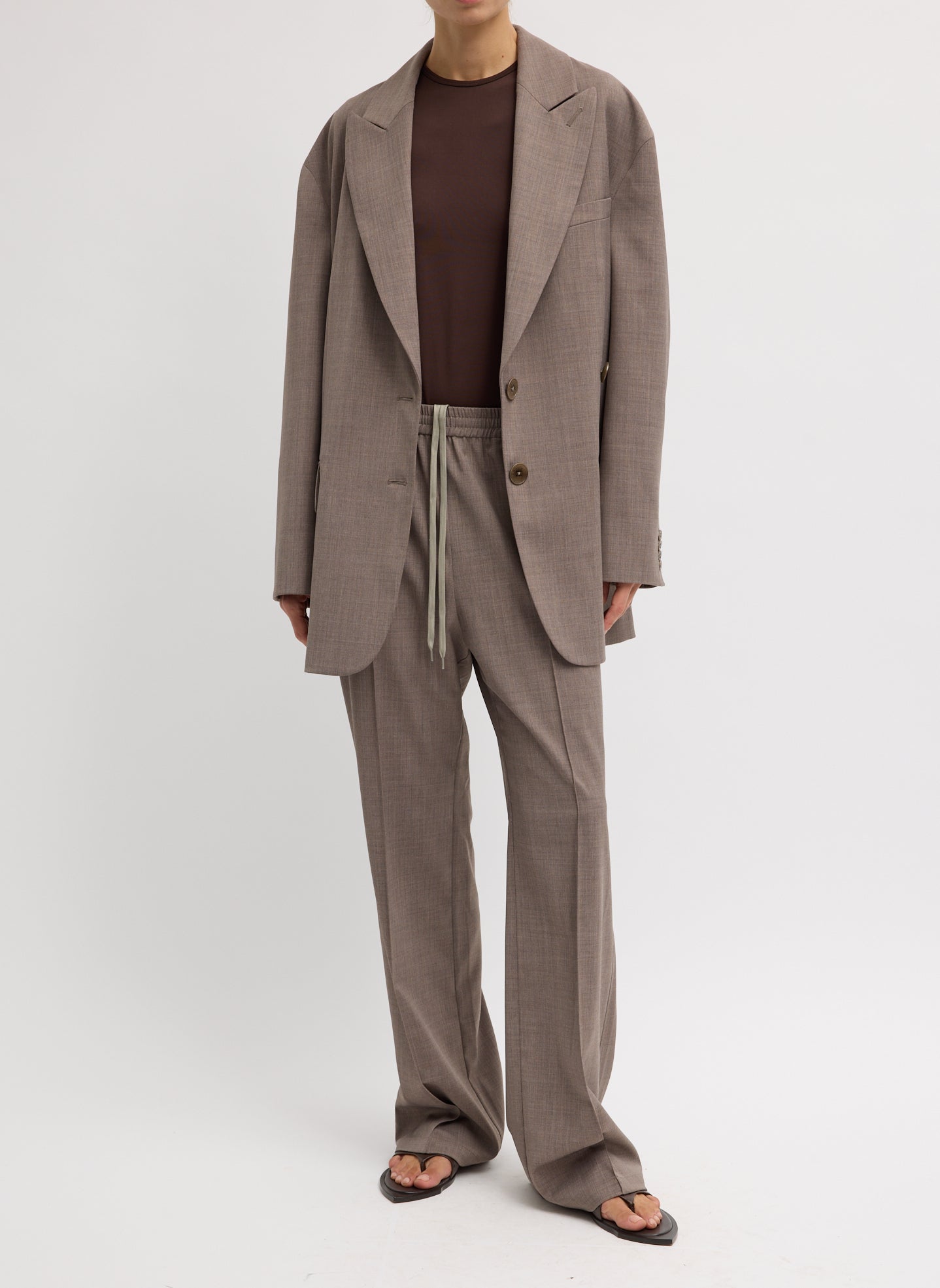 Tibi Tropical Wool Liam Blazer - Cedar Melange