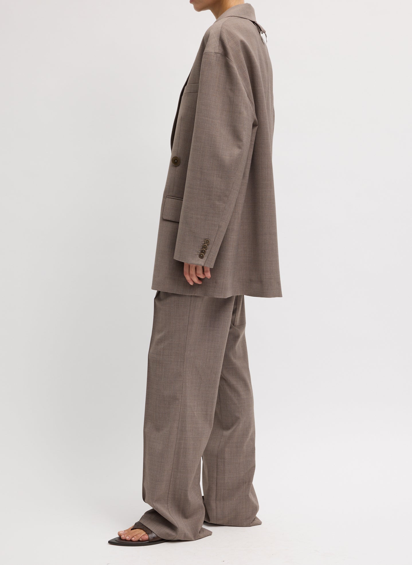 Tibi Tropical Wool Liam Blazer - Cedar Melange