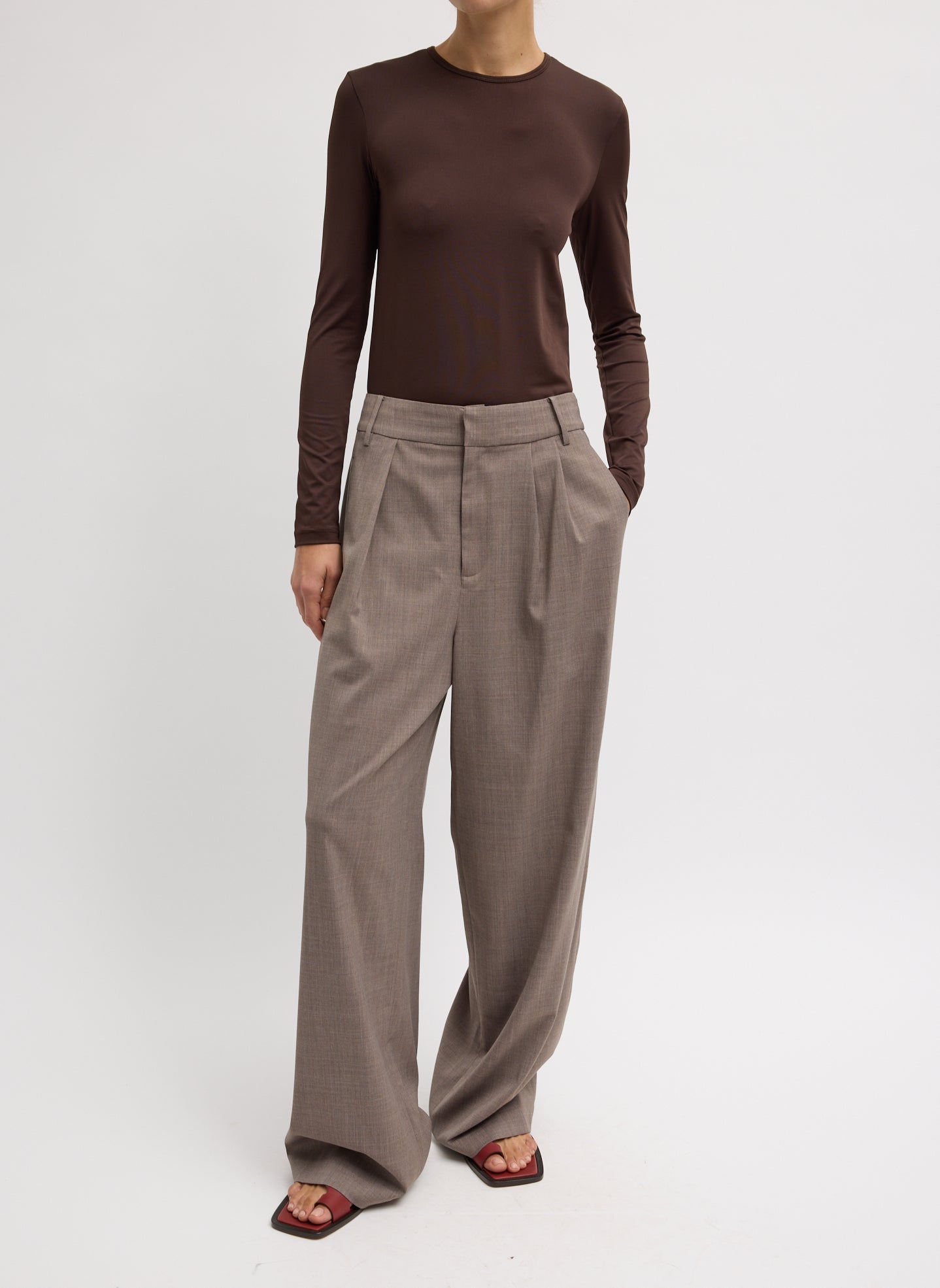 Tibi Tropical Wool Stella Pant - Cedar Melange