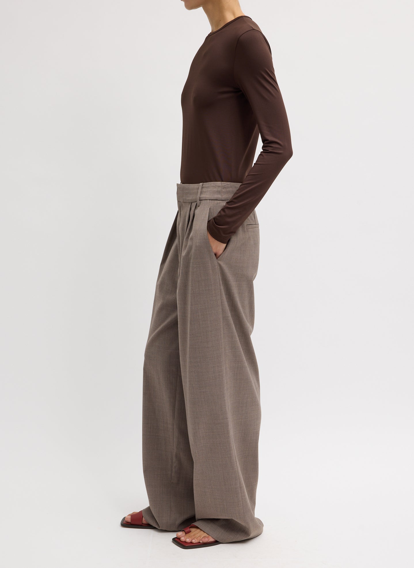Tibi Tropical Wool Stella Pant - Cedar Melange