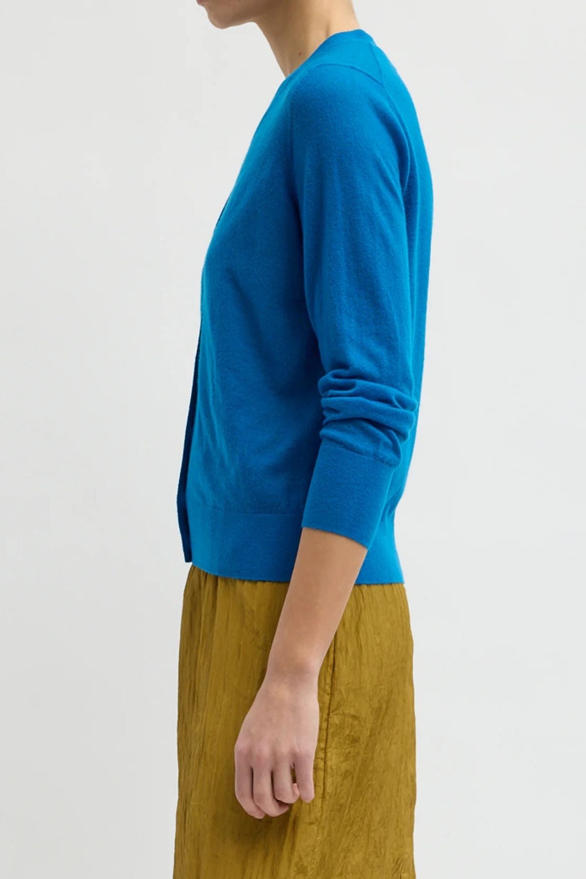 Tibi V-Neck Shrunken Cardigan - Bright Blue