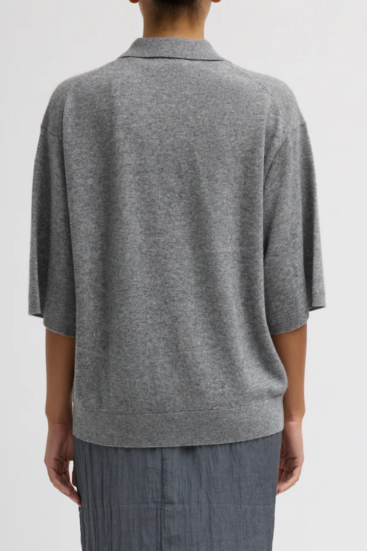 Tibi Washable Cashmere Easy T Polo - Grey