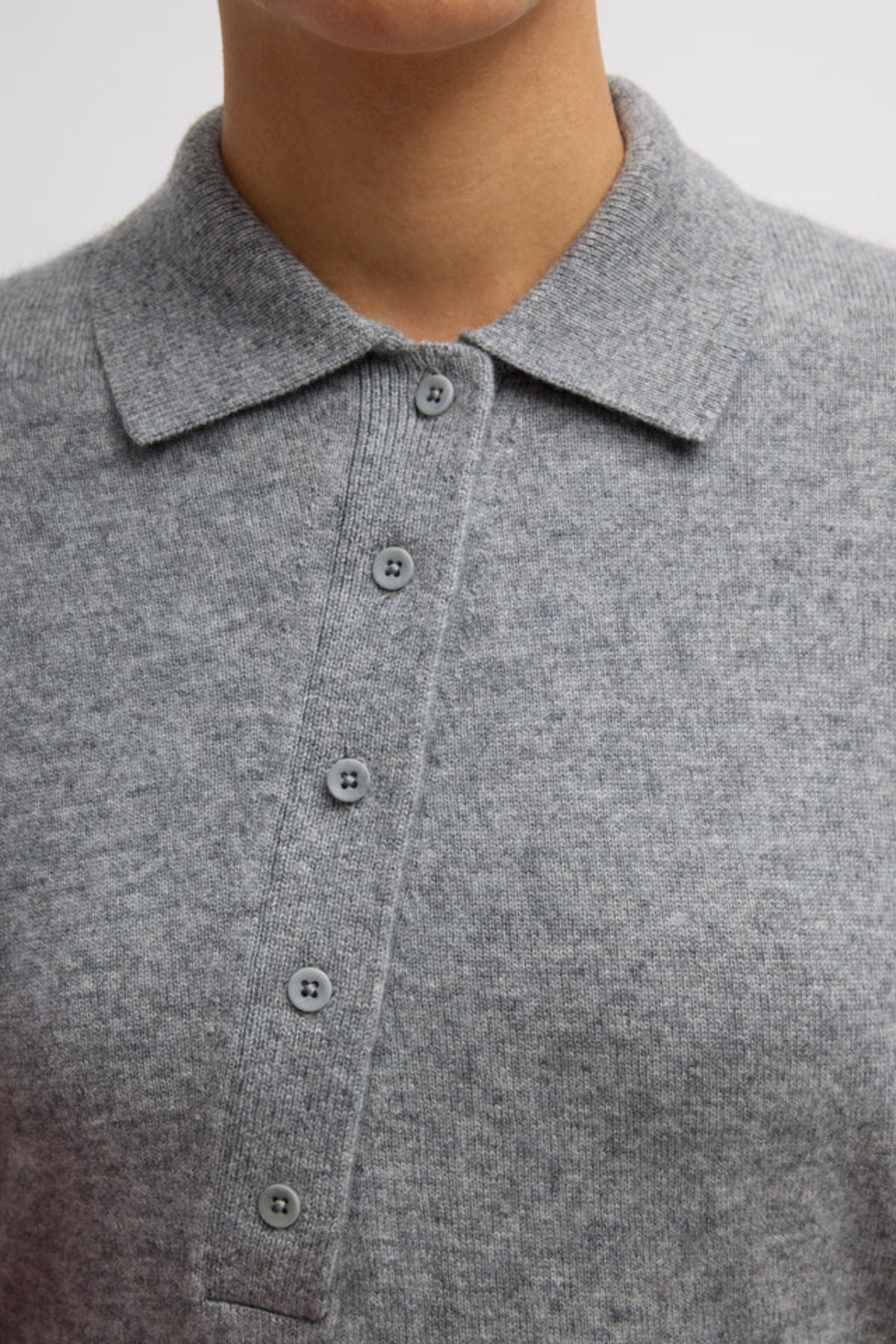 Tibi Washable Cashmere Easy T Polo - Grey
