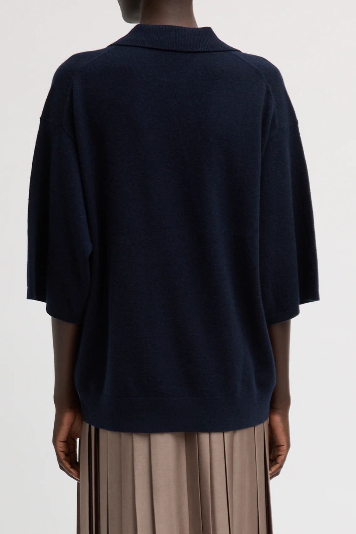 Tibi Washable Cashmere Easy T Polo - Navy