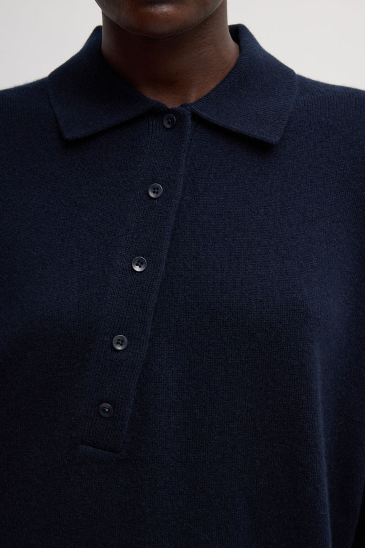 Tibi Washable Cashmere Easy T Polo - Navy