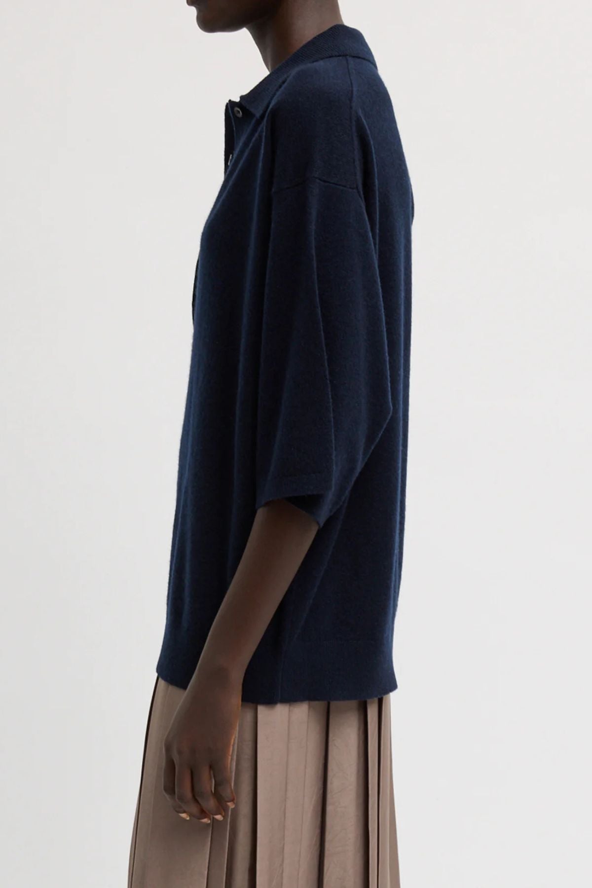 Tibi Washable Cashmere Easy T Polo - Navy