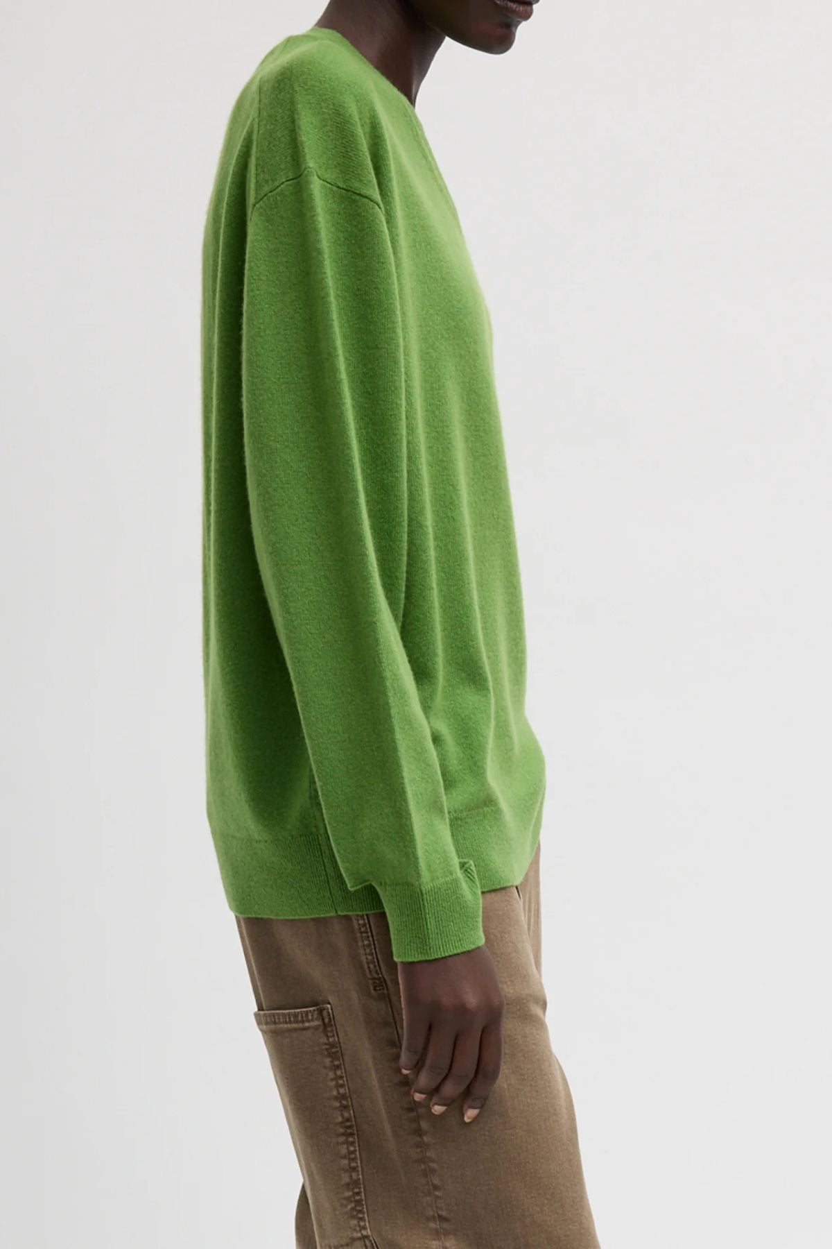 Tibi Washable Cashmere Easy V-Neck - Avocado